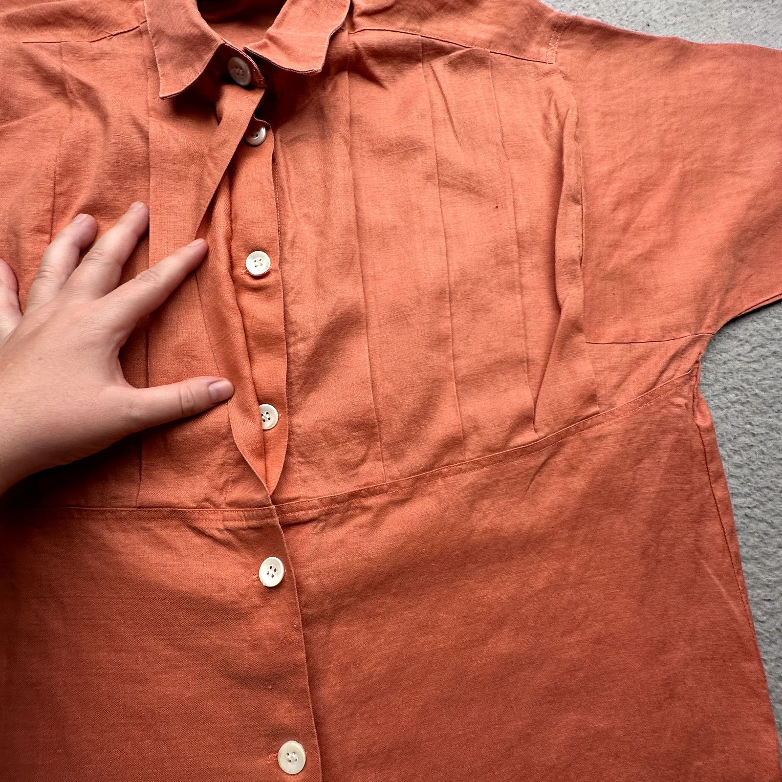 Marc O'Polo Vintage Marc O'Polo 100% Linen Button Shirt Womens L Orange Size L / US 10 / IT 46 - 7 Thumbnail
