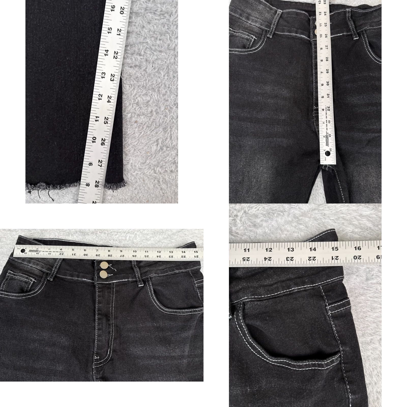 Vintage Women Jeans Black Denim Flared High Rise Raw Hem Cotton Blend 30x28 Size 30" / US 8 / IT 44 - 8 Thumbnail