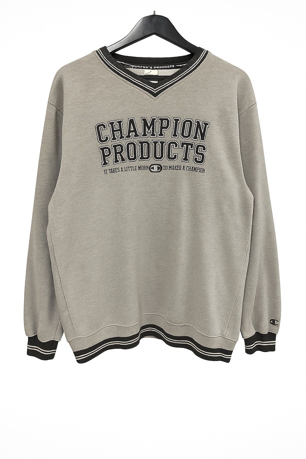 Vintage Champion Products V-Neck Sweatshirt Gray Japan Tag