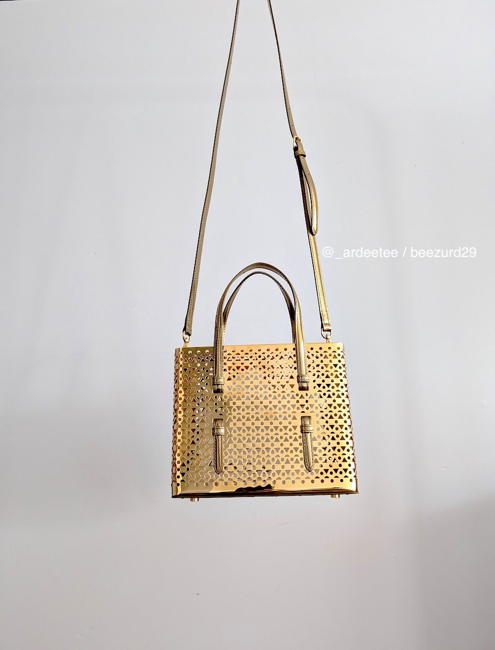 Alaia *NEW* SMALL MINA 20 METAL & LEATHER GOLD BAG Size ONE SIZE - 2 Thumbnail