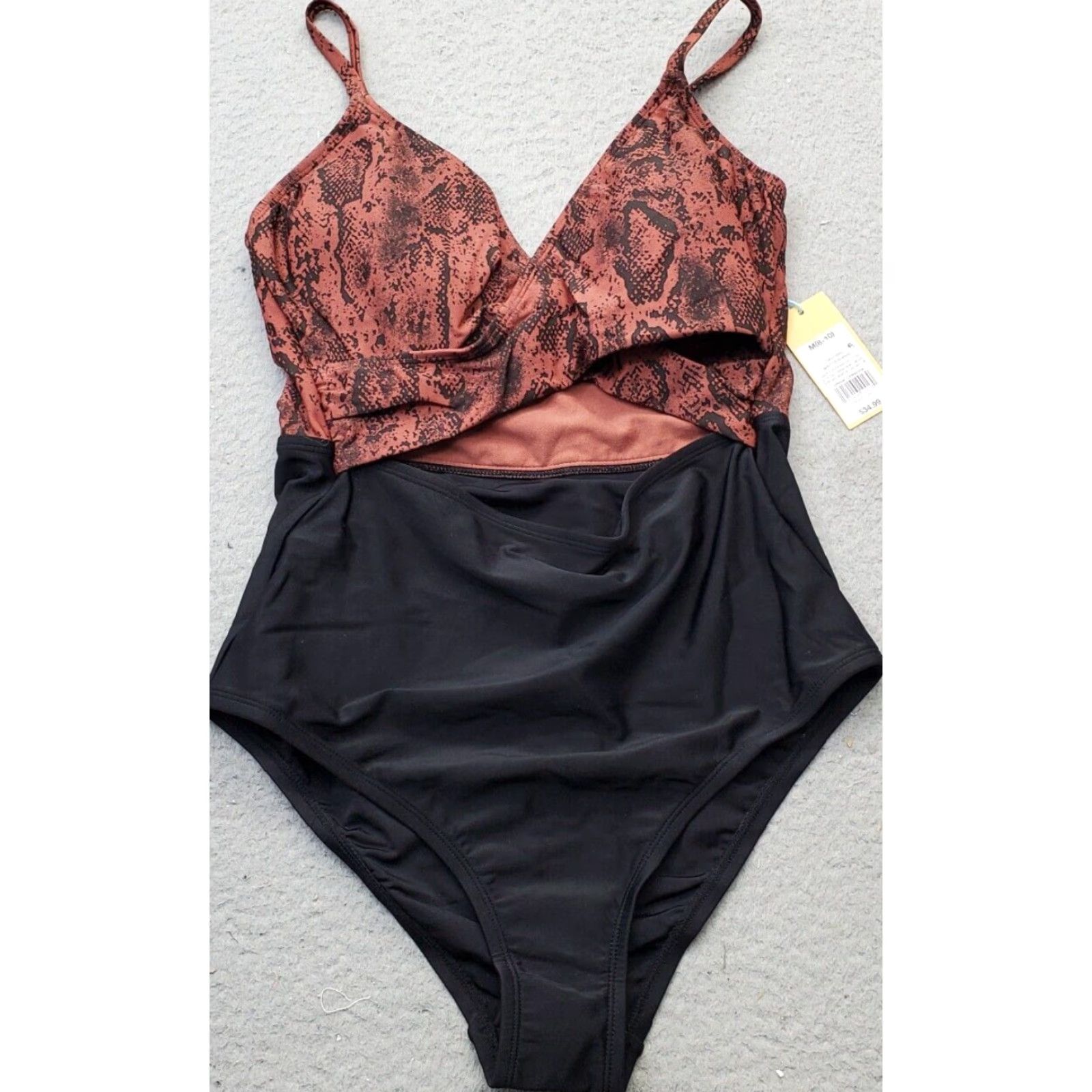 Vintage Kona Sol Swimsuit Womens M Multi Wrap Front Medium Coverage One Piece Cutout Size ONE SIZE - 2 Thumbnail