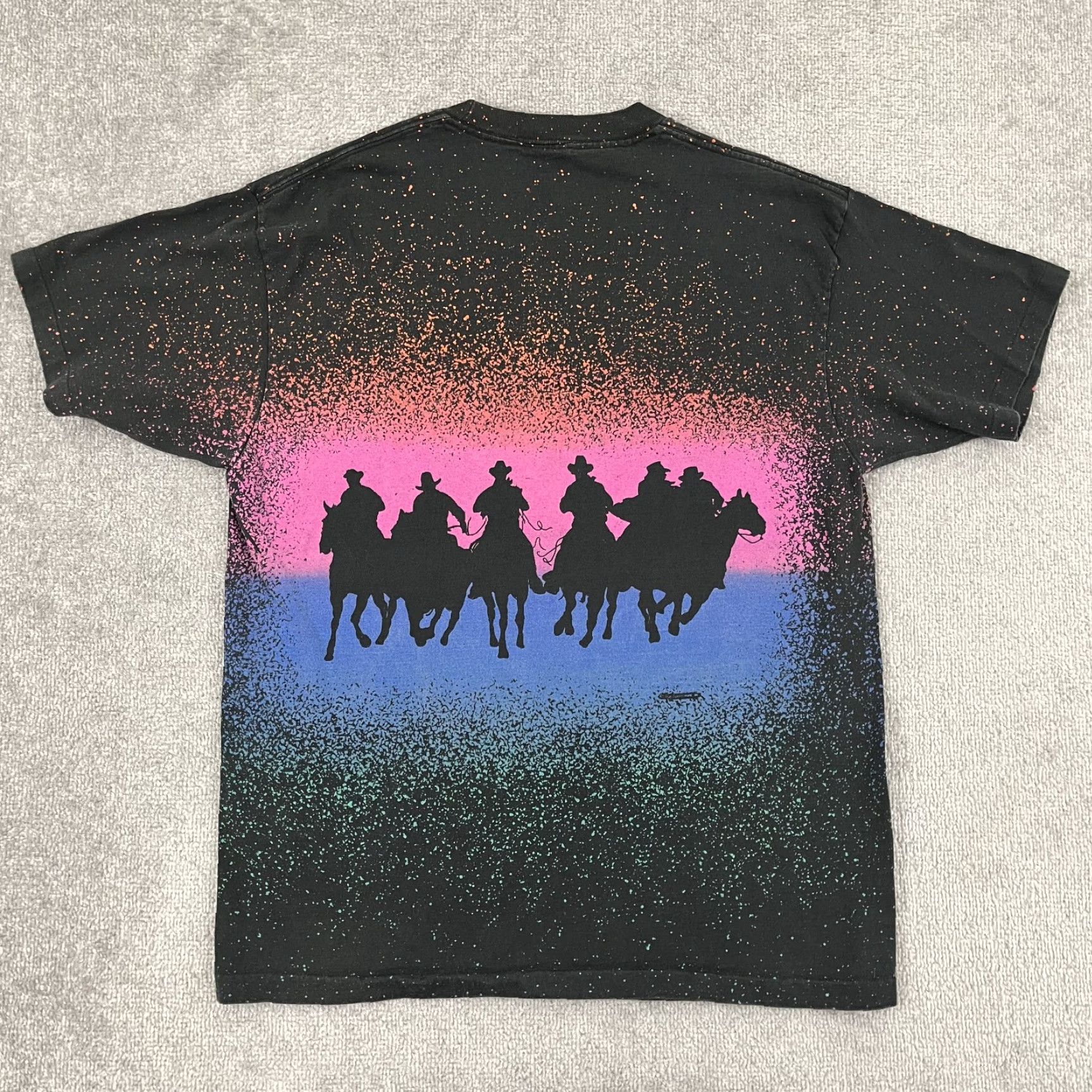 Anvil VTG Western Shirt Men XL AOP All Over Cowboy Horses Double Sided Graphic 90s USA Size US XL / EU 56 / 4 - 5 Thumbnail