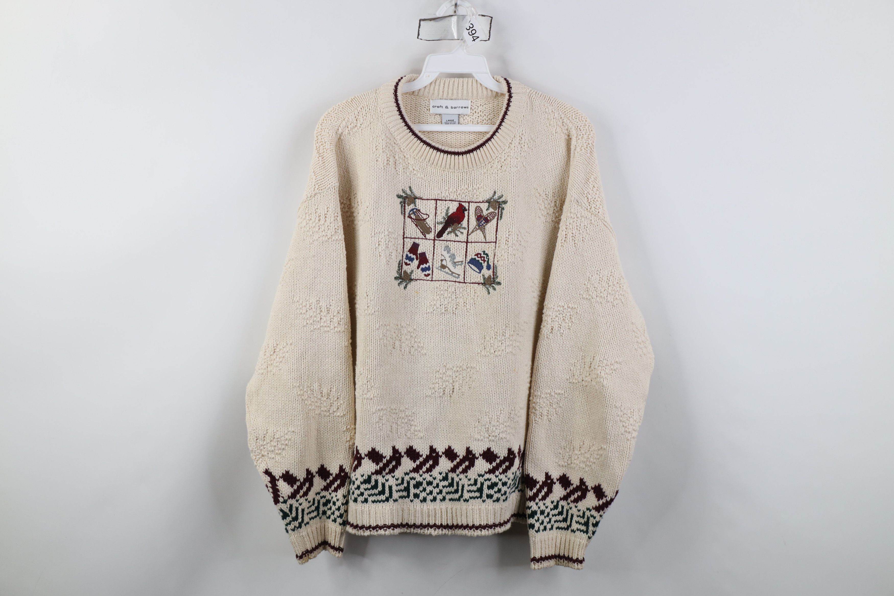 Vintage Vintage 90s Streetwear Winter Bird Cotton Knit Sweater USA Size L / US 10 / IT 46 - 1 Thumbnail