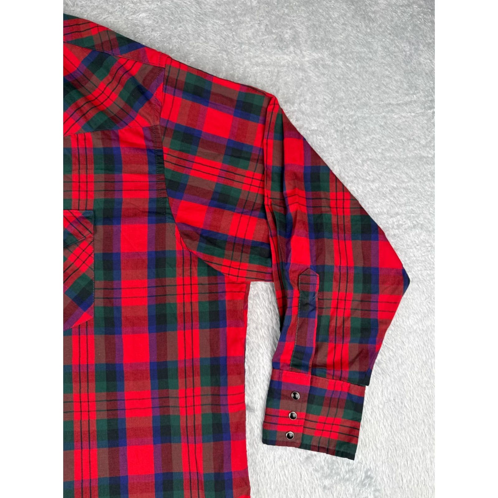 Vintage Rustler Shirt Mens 20 Red Plaid Long Sleeve X-Long Button-Up Cowboy Western American Mens Size US XXL / EU 58 / 5 - 2 Thumbnail