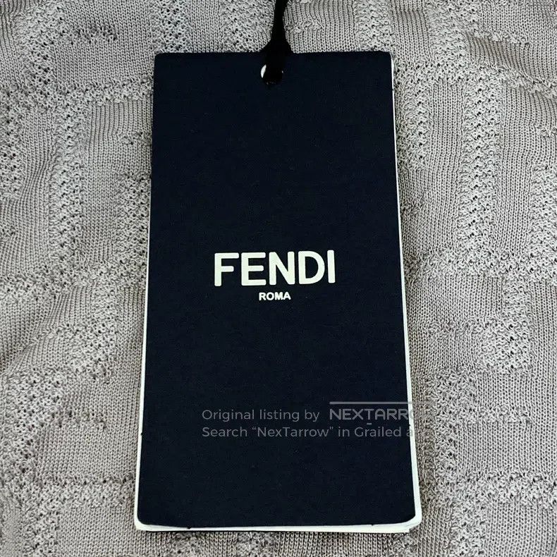 Fendi Fendi Khaki Logo Jacquard Full-Print Cotton Round Neck Lon Size XXS / US 00 / IT 34 - 7 Thumbnail