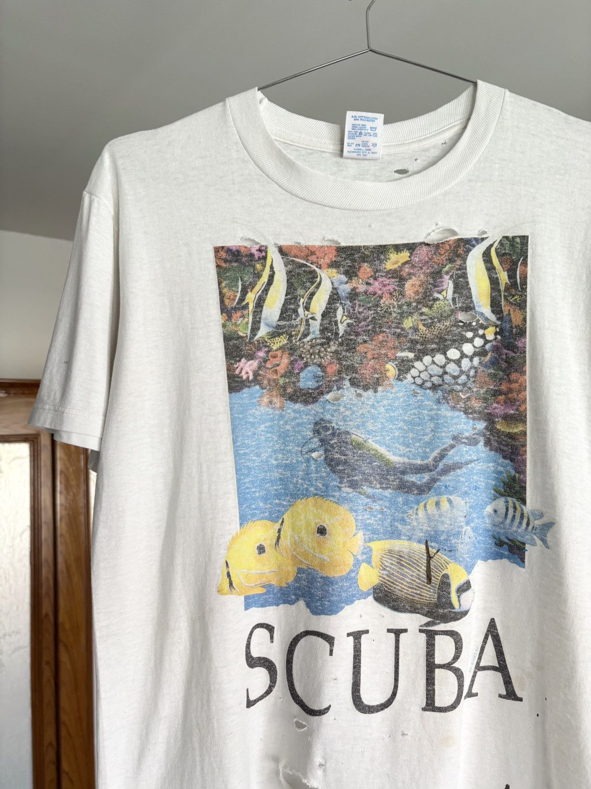 Vintage Thrashed SCUBA Tee Shirt Distressed ERD Grunge Size US M / EU 48-50 / 2 - 2 Thumbnail