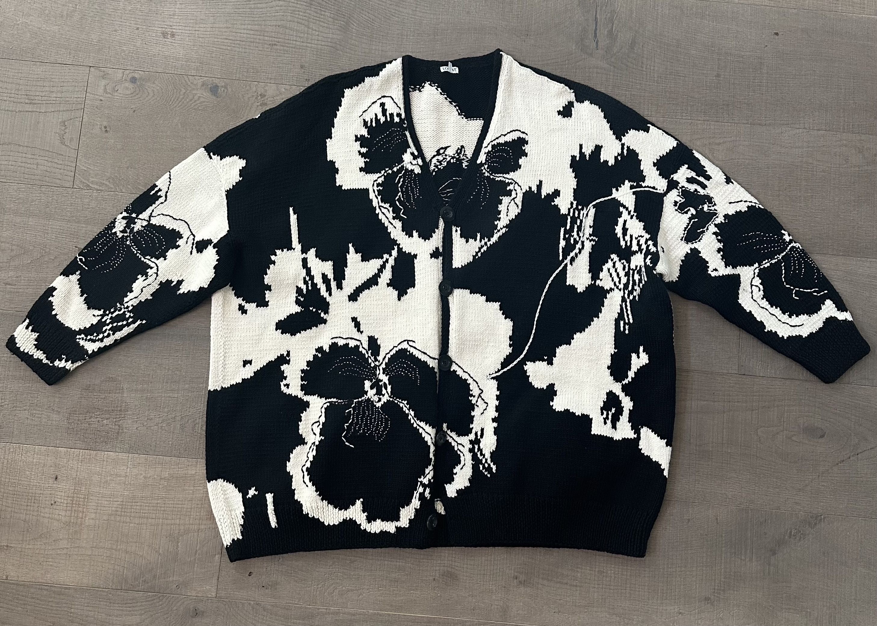 Loewe x Joe Brainard Edition Wool Intarsia Pansies Cardigan