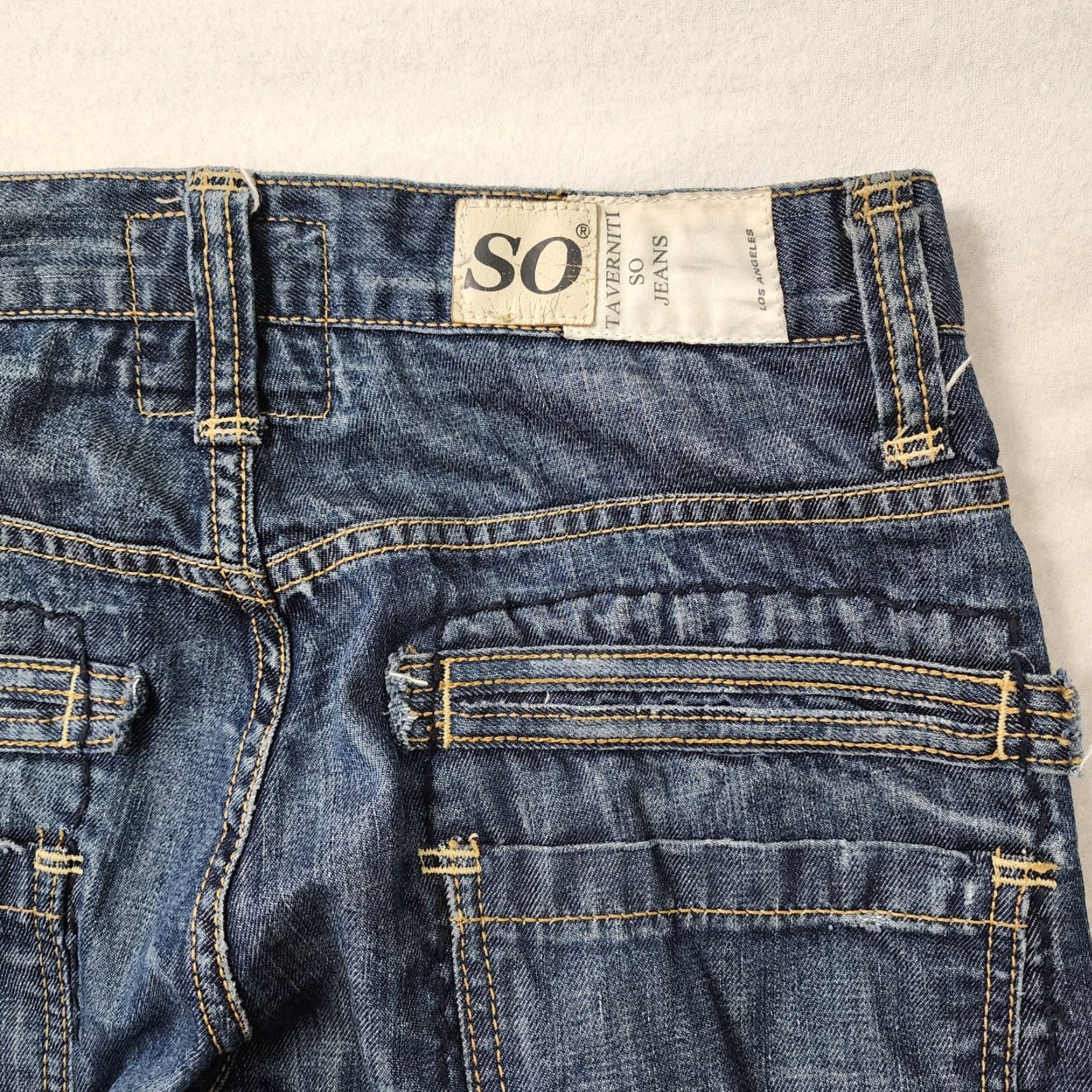 Denime VINTAGE Taverniti SO Jeans Straight Jeans Mens 32x35 Blue Whisker Denim Rare James 19" | Mens Size US 32 / EU 48 - 6 Thumbnail