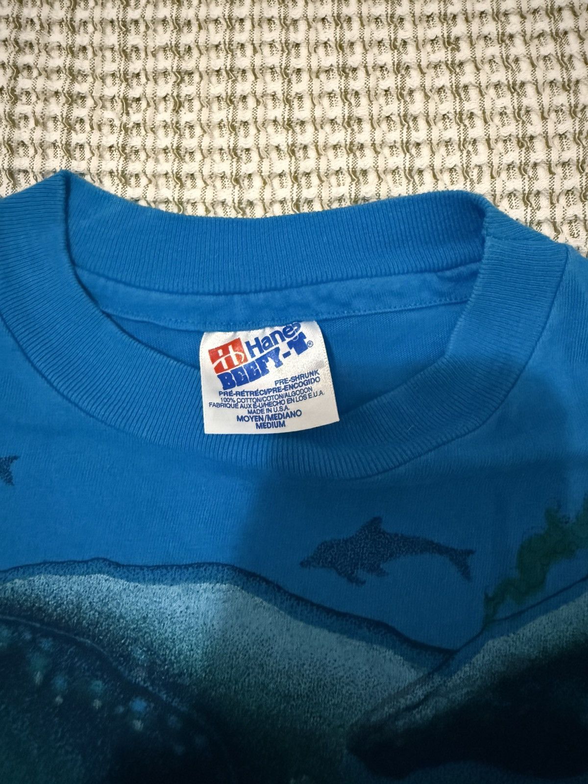 Hanes Hanes Beefy-T Pre Shrunk Whale/Ocean All Around Print Size US M / EU 48-50 / 2 - 3 Thumbnail