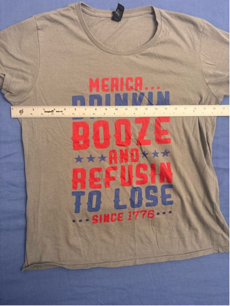 Anvil Women's Anvil American Patriotic T-shirt Size L Gray Size L / US 10 / IT 46 - 2 Thumbnail