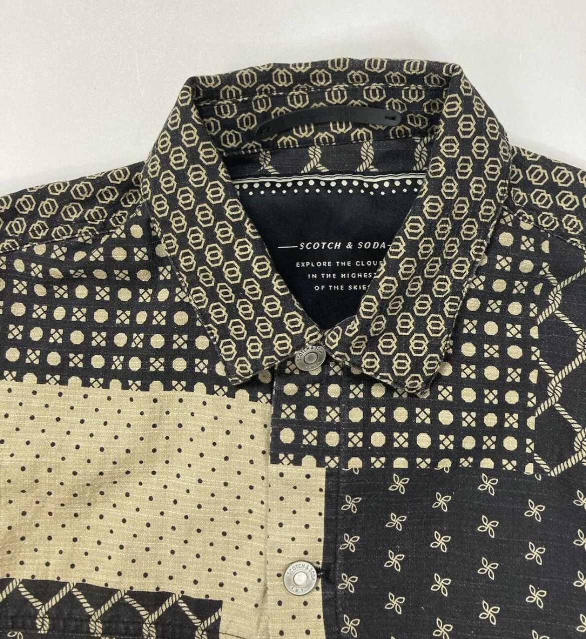 Scotch & Soda Scotch & Soda Patchwork Print Linen Blend Trucker Jacket Size US M / EU 48-50 / 2 - 3 Thumbnail