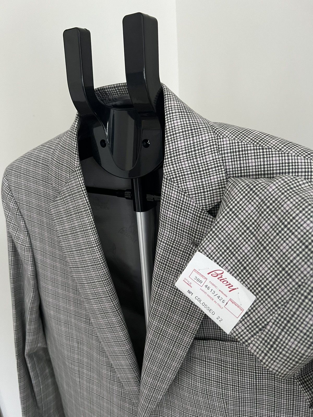 Barneys New York × Brioni Brioni Men’s 38R 48 IT Gray Houndstooth Wool Blazer Jacket Size 38R - 3 Thumbnail