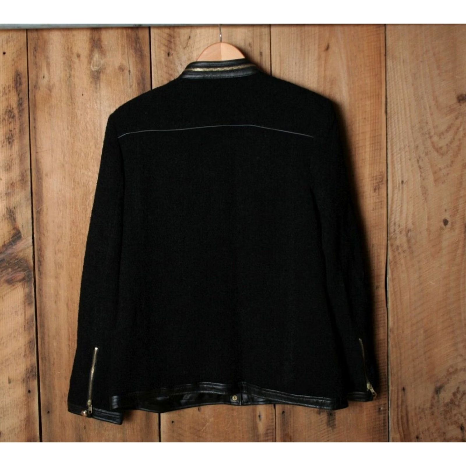 Vintage Linea by Louis Dell’Olio Wool Blend Jacket Wool Blend Military Jacket Sz. M Black Leather Trim Gold Buttons Womens Size M / US 6-8 / IT 42-44 - 6 Thumbnail