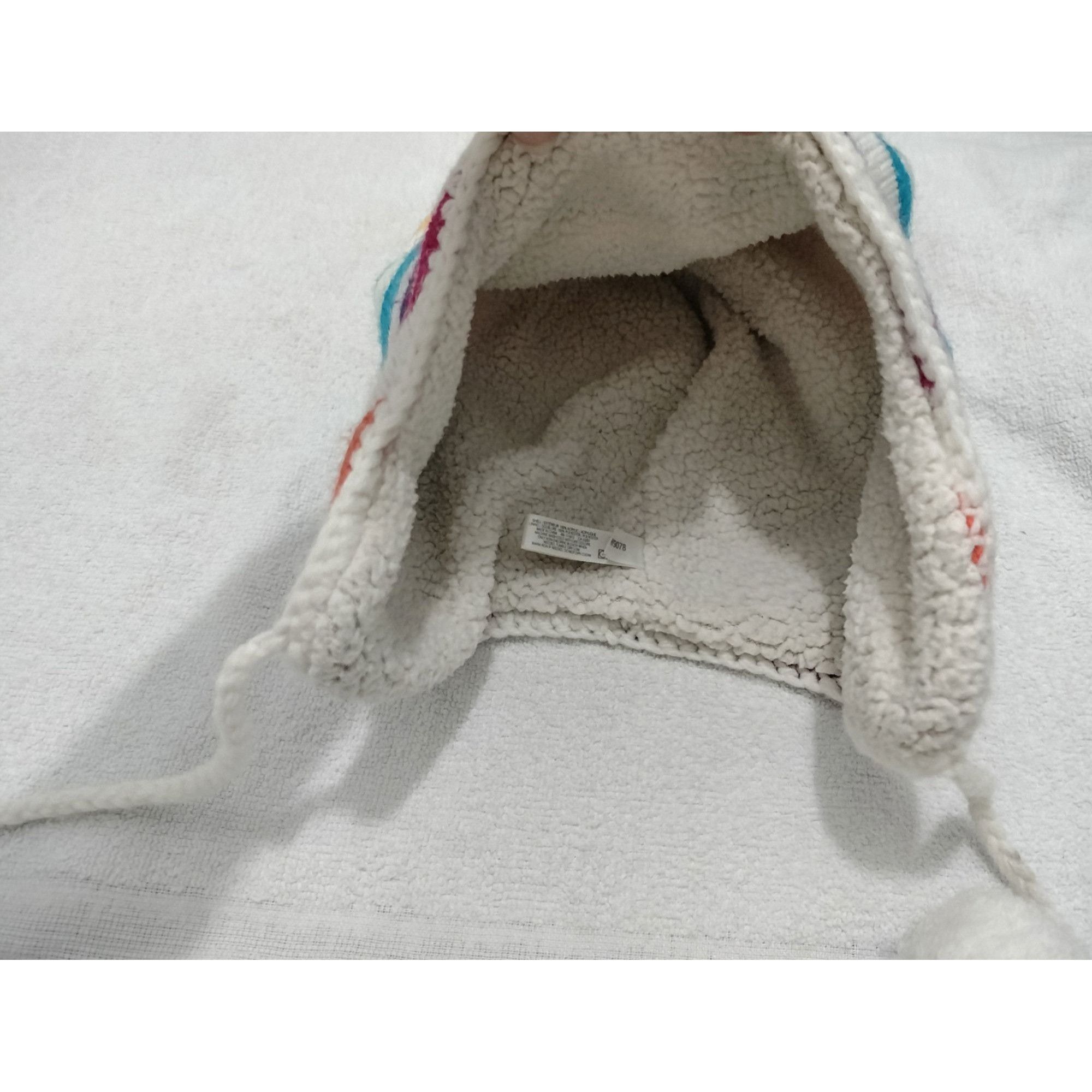 Aeropostale Aeropostale Rainbow Striped Ear Flap Pom Pom Knit Hat Sherpa Size ONE SIZE - 8 Thumbnail