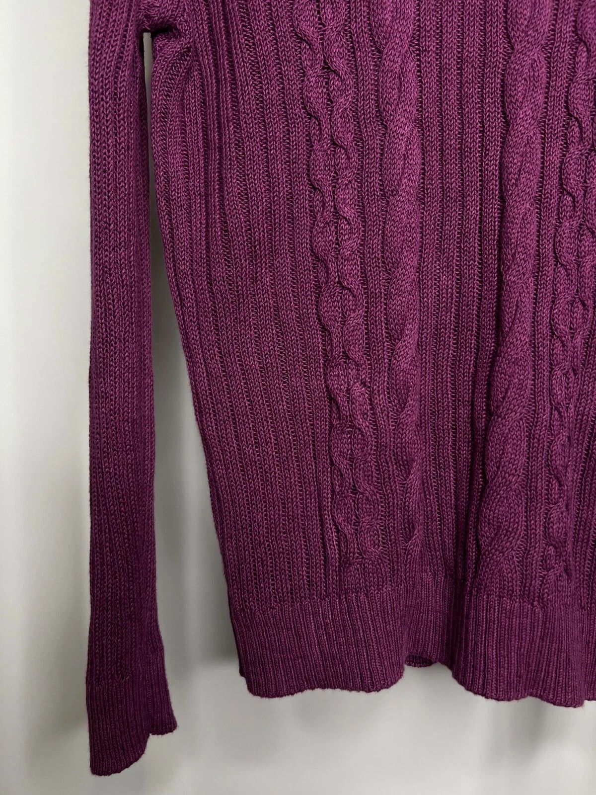 Massimo Dutti Massimo Dutti Purple Cable Knit Sweater XL Linen Cotton Size XL / US 12-14 / IT 48-50 - 4 Thumbnail