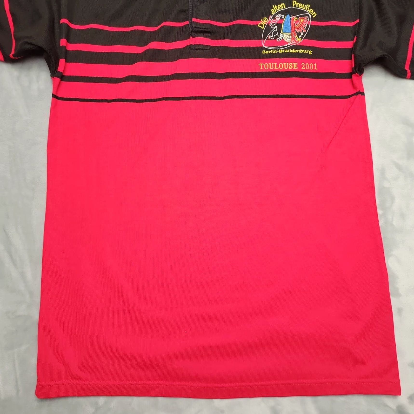 Vintage VINTAGE Halbro Rugby Shirt Mens XL Red Berlin Brandenburg Toulouse 2001 Britain Polo Jersey Long Sleeve Striped Size US XL / EU 56 / 4 - 2 Thumbnail