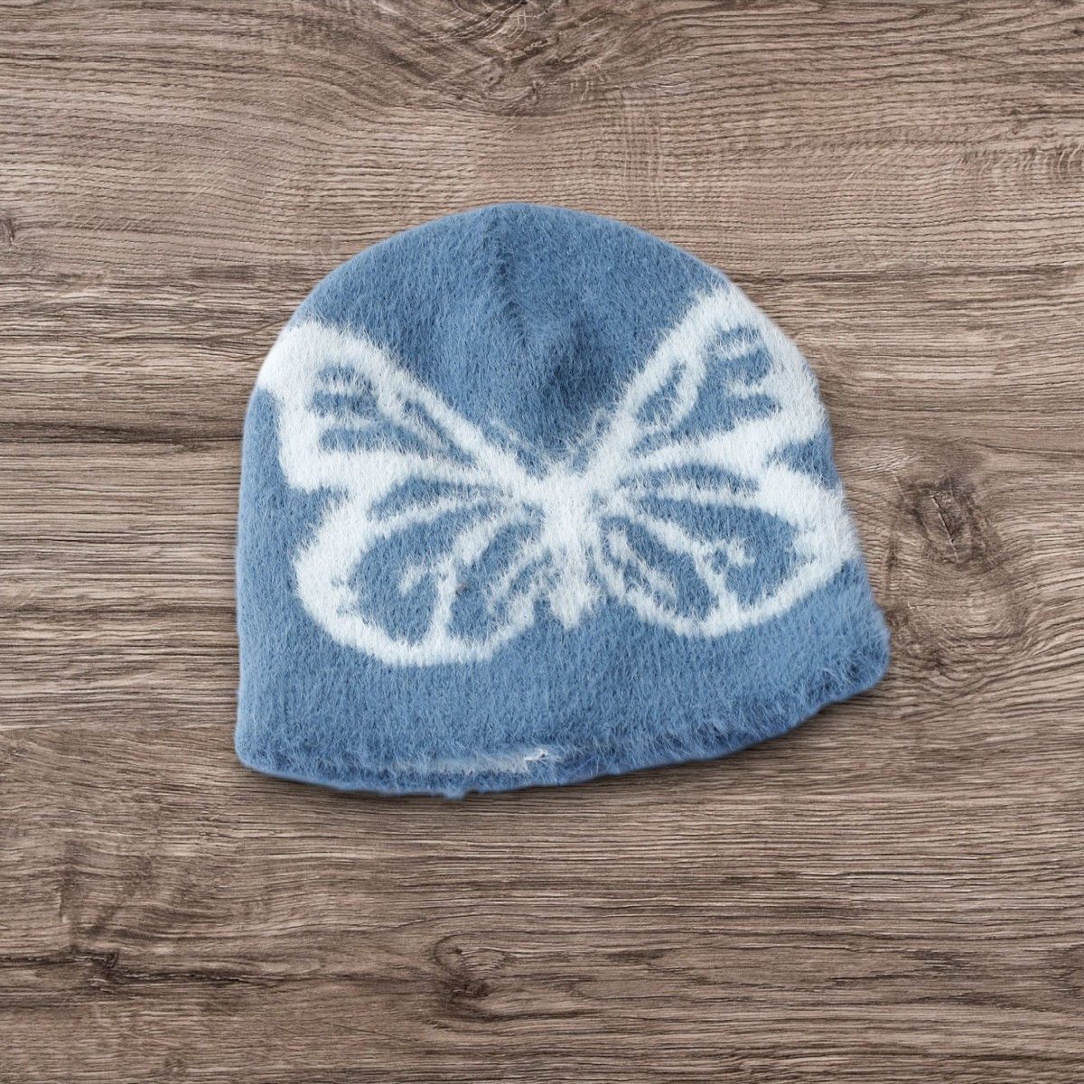 Other Y2K Fluffy Butterfly Beanie | ALT Grunge Skater Blue Hat Size ONE SIZE - 1 Preview