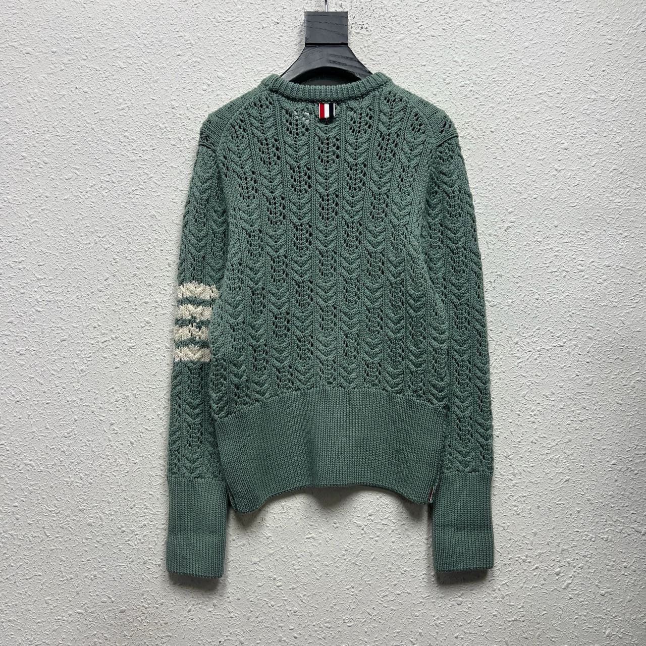 Thom Browne thom browne green wool crew neck sweater Size US M / EU 48-50 / 2 - 2 Thumbnail