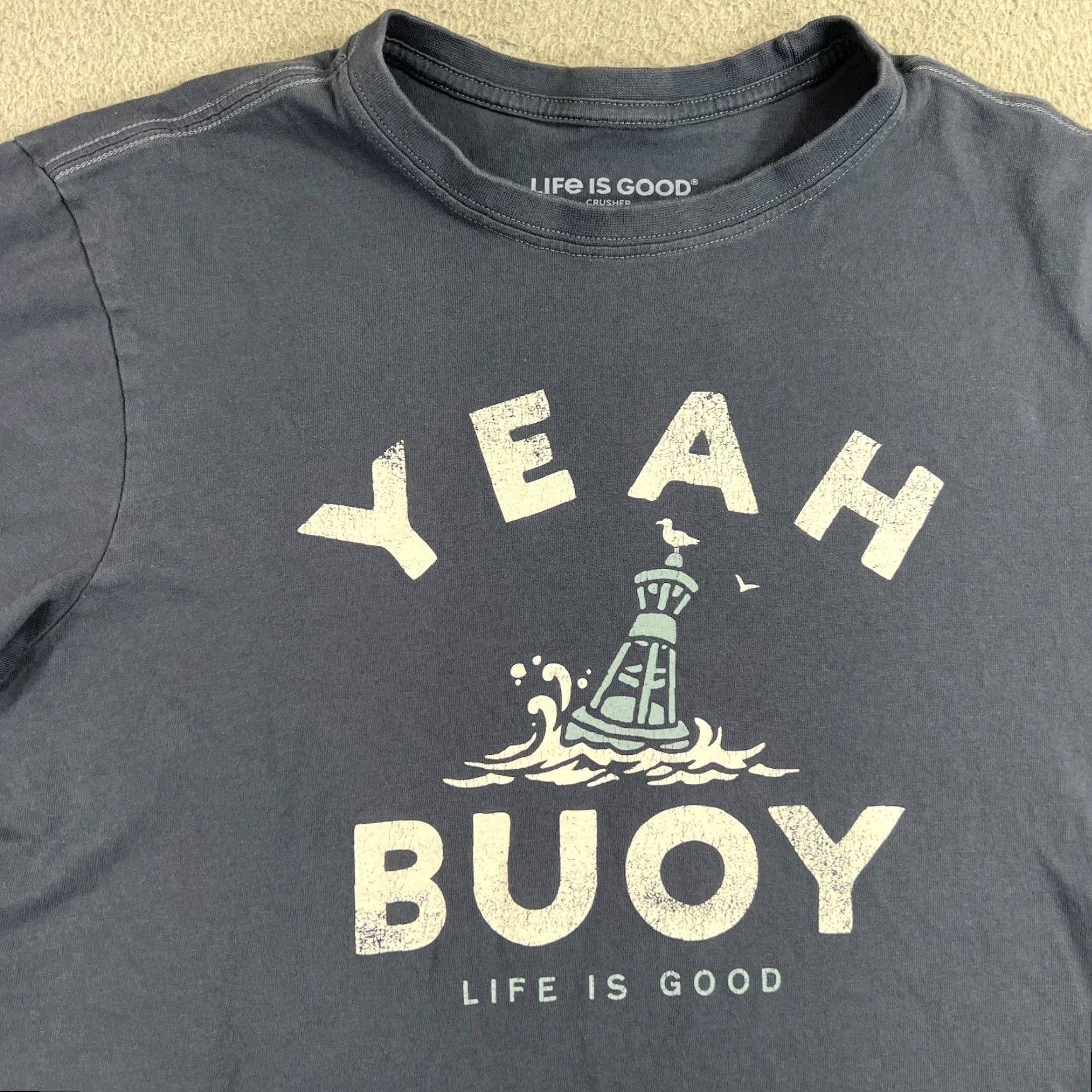 Life is Good LIFE IS GOOD Graphic T-Shirt Medium Blue Cotton Mens Crusher Short Sleeve Preowned Size US M / EU 48-50 / 2 - 3 Thumbnail