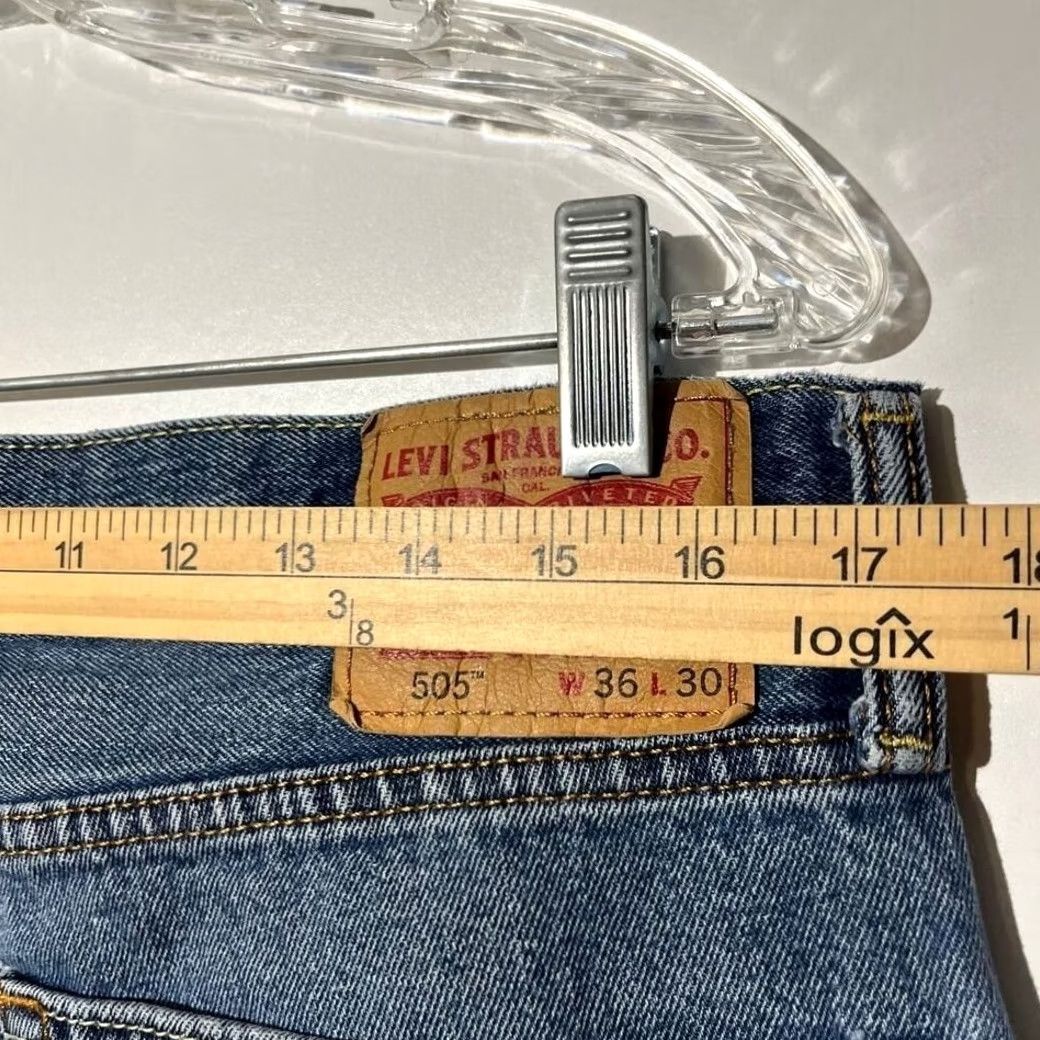 Levi's Levis 505 Regular Fit Straight Leg Jeans Blue Denim Mens W36 L30 Size US 36 / EU 52 - 5 Thumbnail