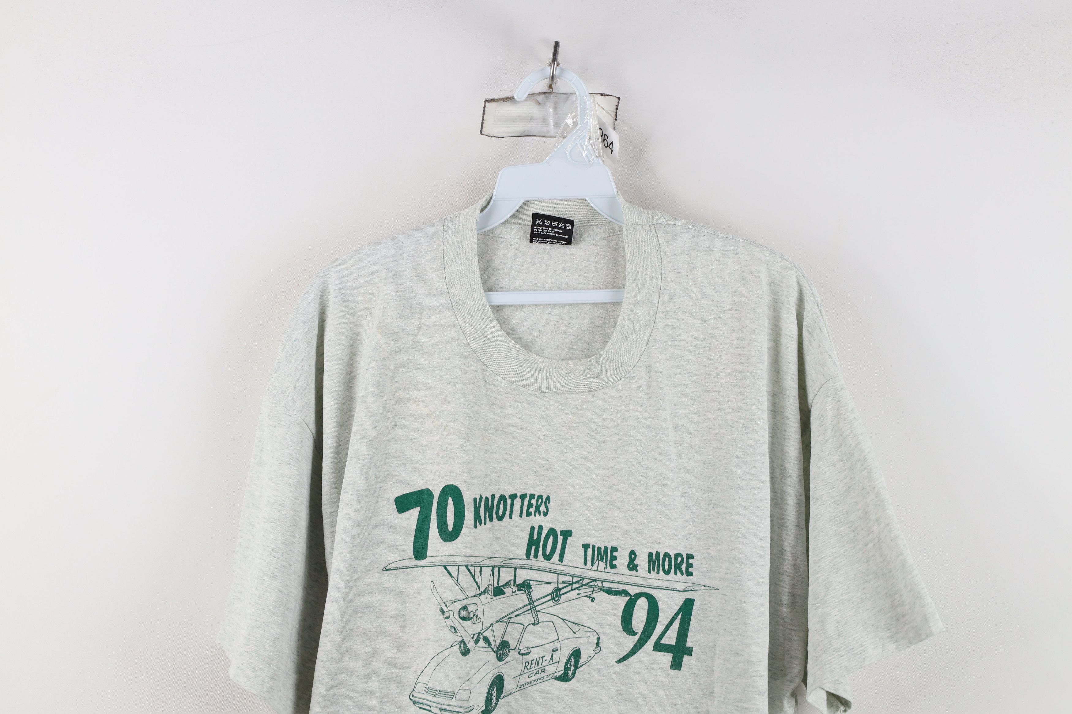 Vintage Vintage 90s Hot Time Airplane Short Sleeve T-Shirt Gray USA Size US XL / EU 56 / 4 - 2 Thumbnail