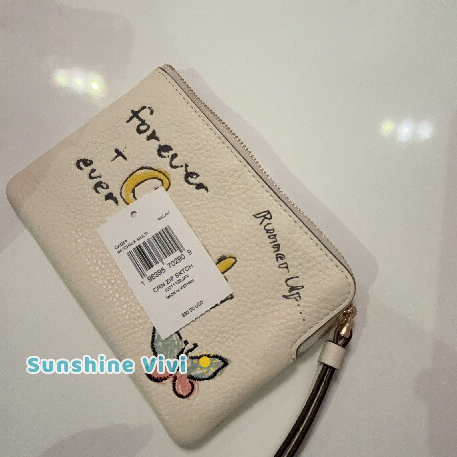 Coach NWT Coach Pebbled Leather Corner Zip Wristlet Sketch CAQ54 Size ONE SIZE - 7 Thumbnail