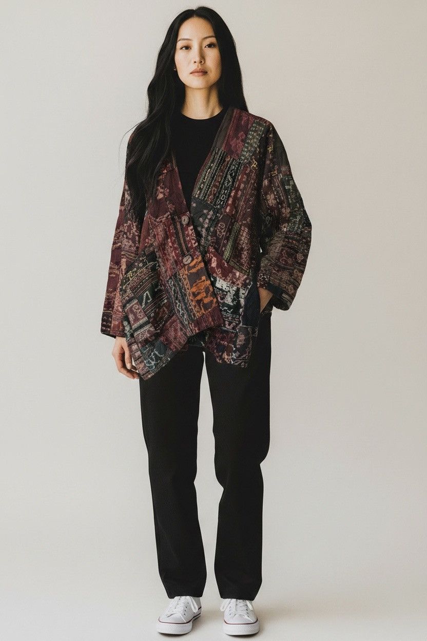 Art Comes First Japanese Brand Patchwork Jacket Rayon Jacket Oversized Size L / US 10 / IT 46 - 1 Thumbnail