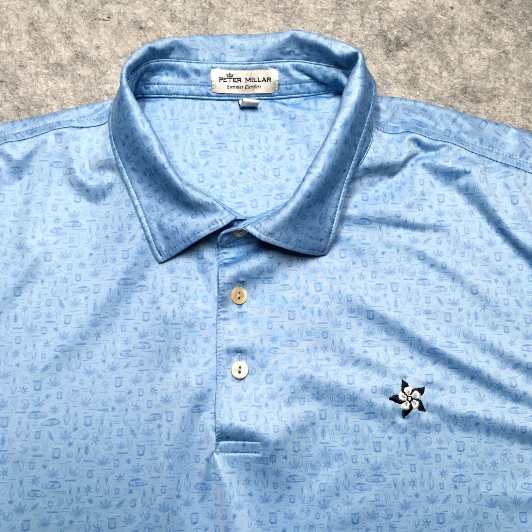 Peter Millar Peter Millar Polo Shirt Mens XL Blue Graphic Print Summer Comfort Golf Shirt Size US XL / EU 56 / 4 - 4 Thumbnail
