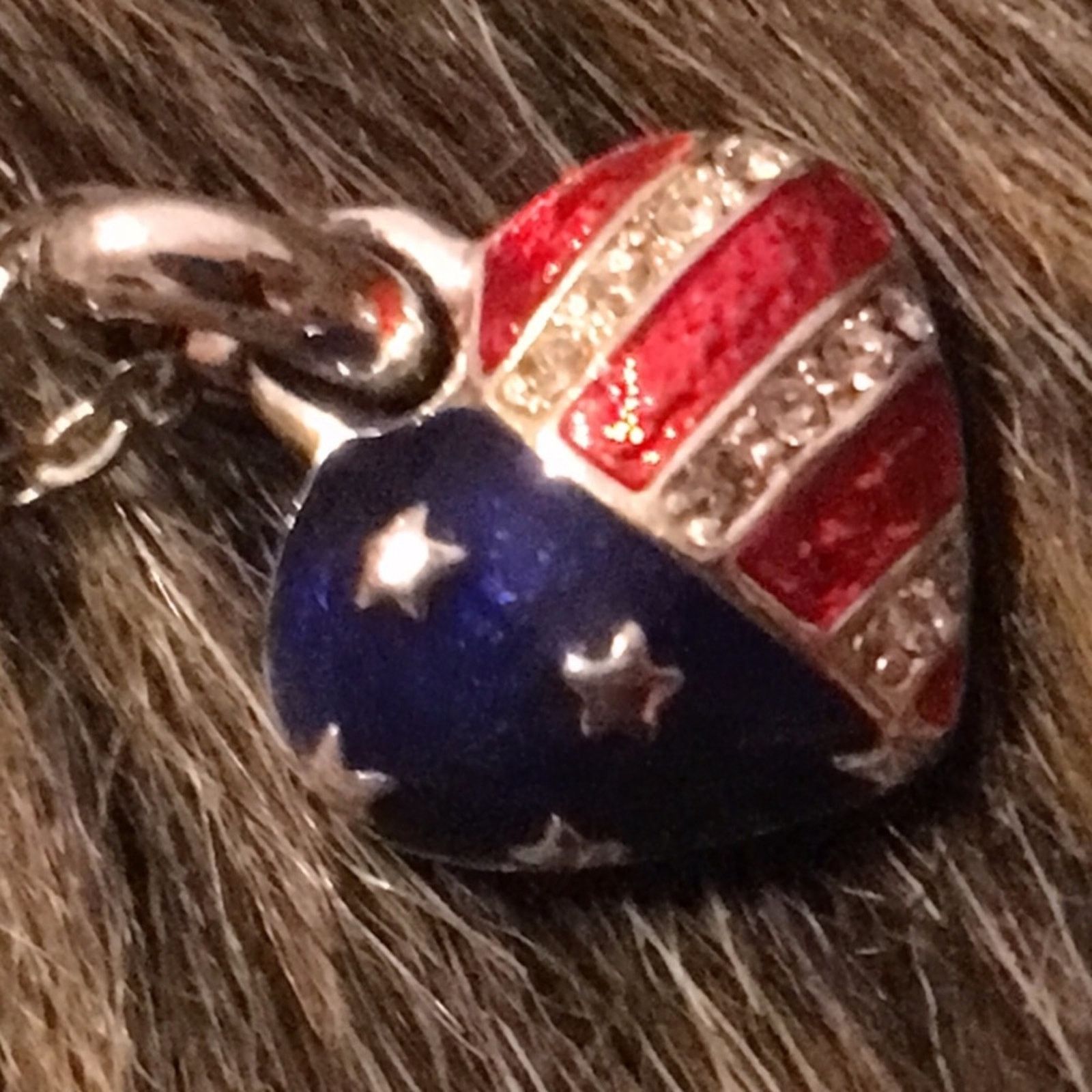 Jewelry American flag enamel heart rhinestone necklace Size ONE SIZE - 7 Thumbnail