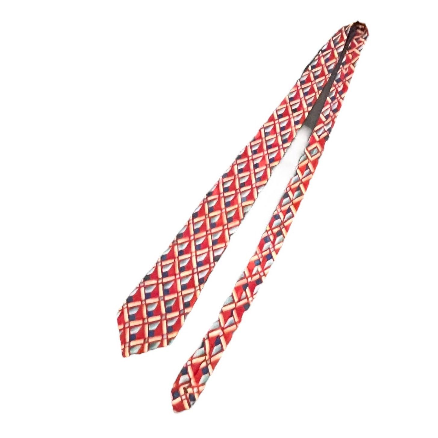 Vintage Francois Silk Hand Made Red and blue geometric vintage tie Size ONE SIZE - 2 Thumbnail