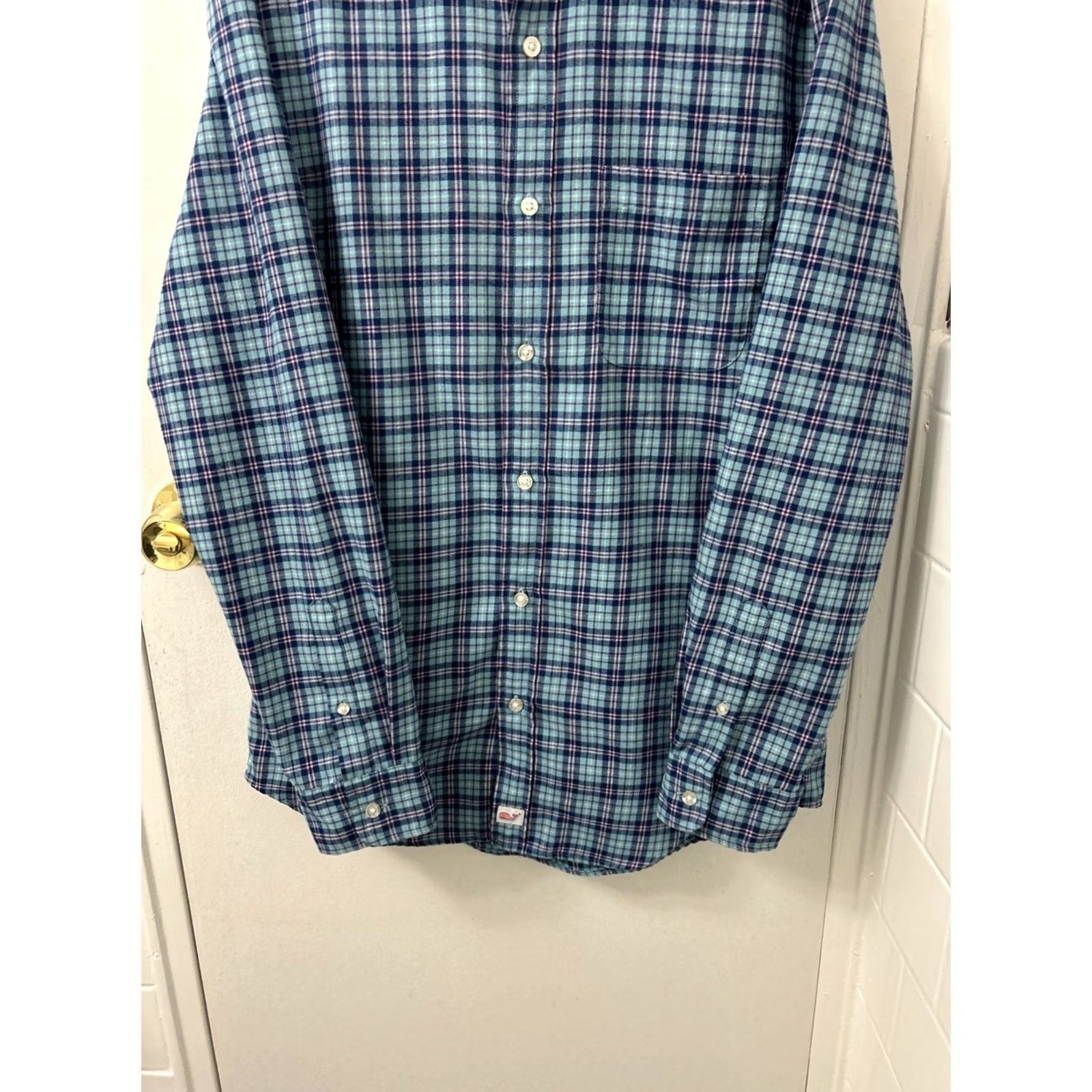 Vineyard Vines Vineyard Vines Performance Shirt Mens S Blue Pink Plaid Classic Fit Murray L/S Size US S / EU 44-46 / 1 - 3 Thumbnail