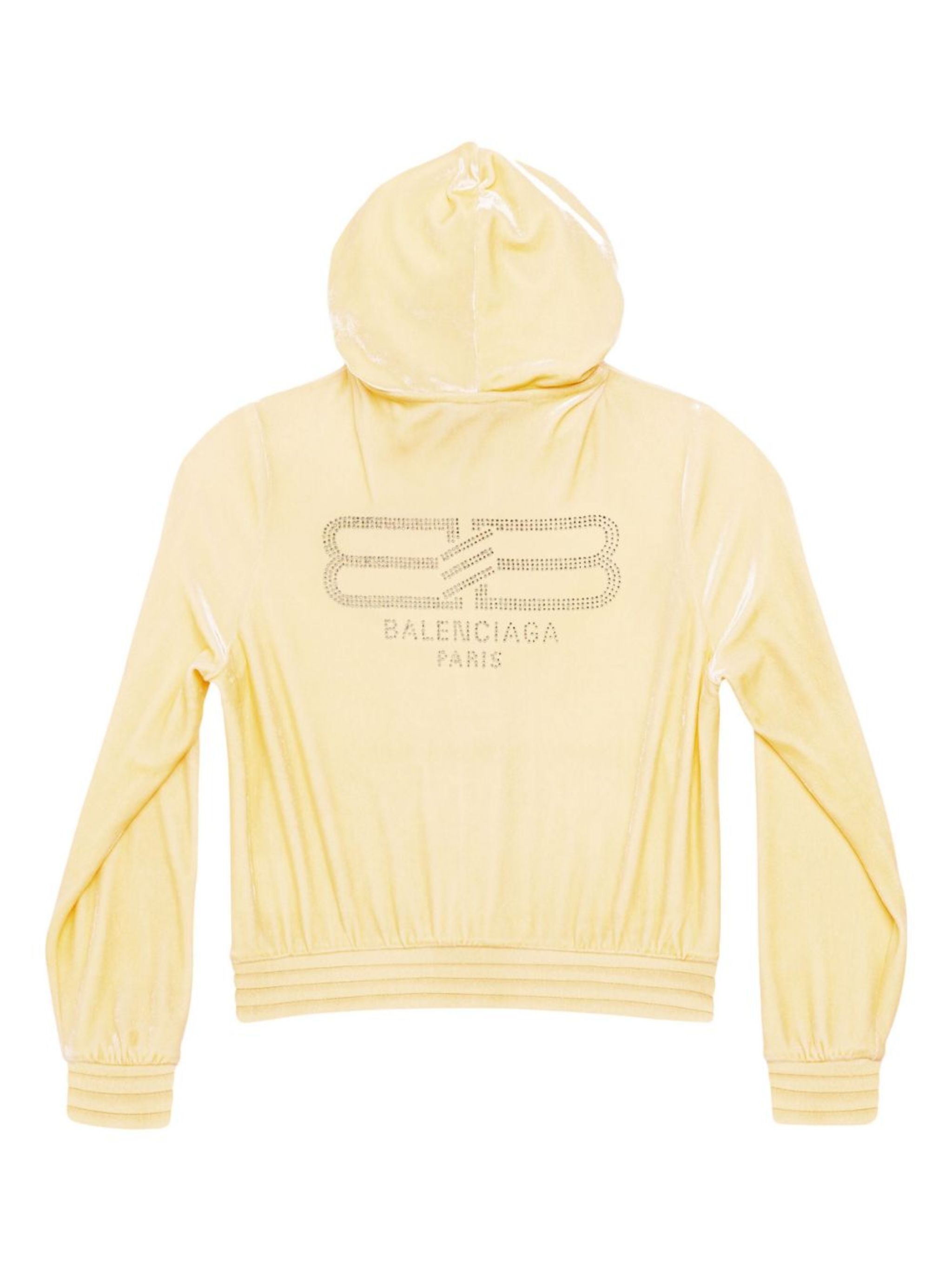 Balenciaga o1bcso1str1124 BB Paris Strass Zip-Up Hoodie Fitted Yellow Size M / US 6-8 / IT 42-44 - 2 Thumbnail