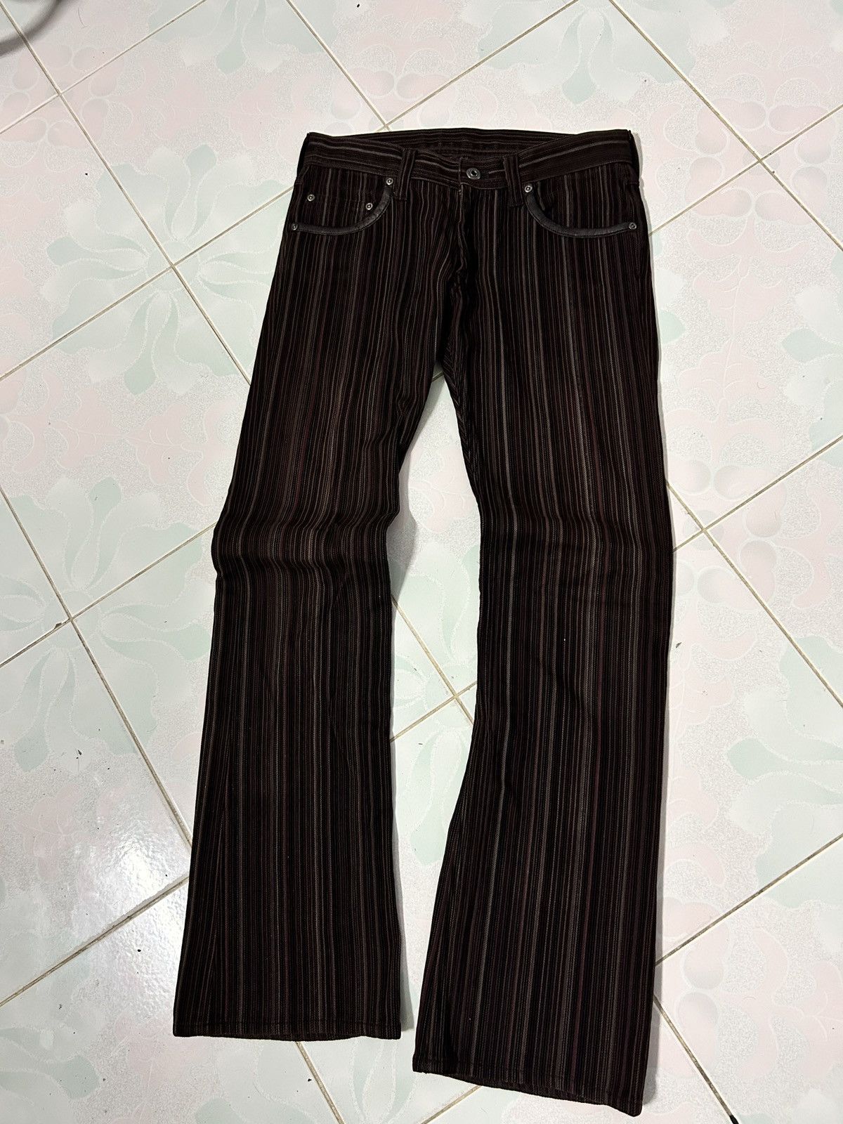 Japanese Brand Rare Flare jeans striped Edge rupert bootcut japan Size US 29 - 2 Thumbnail