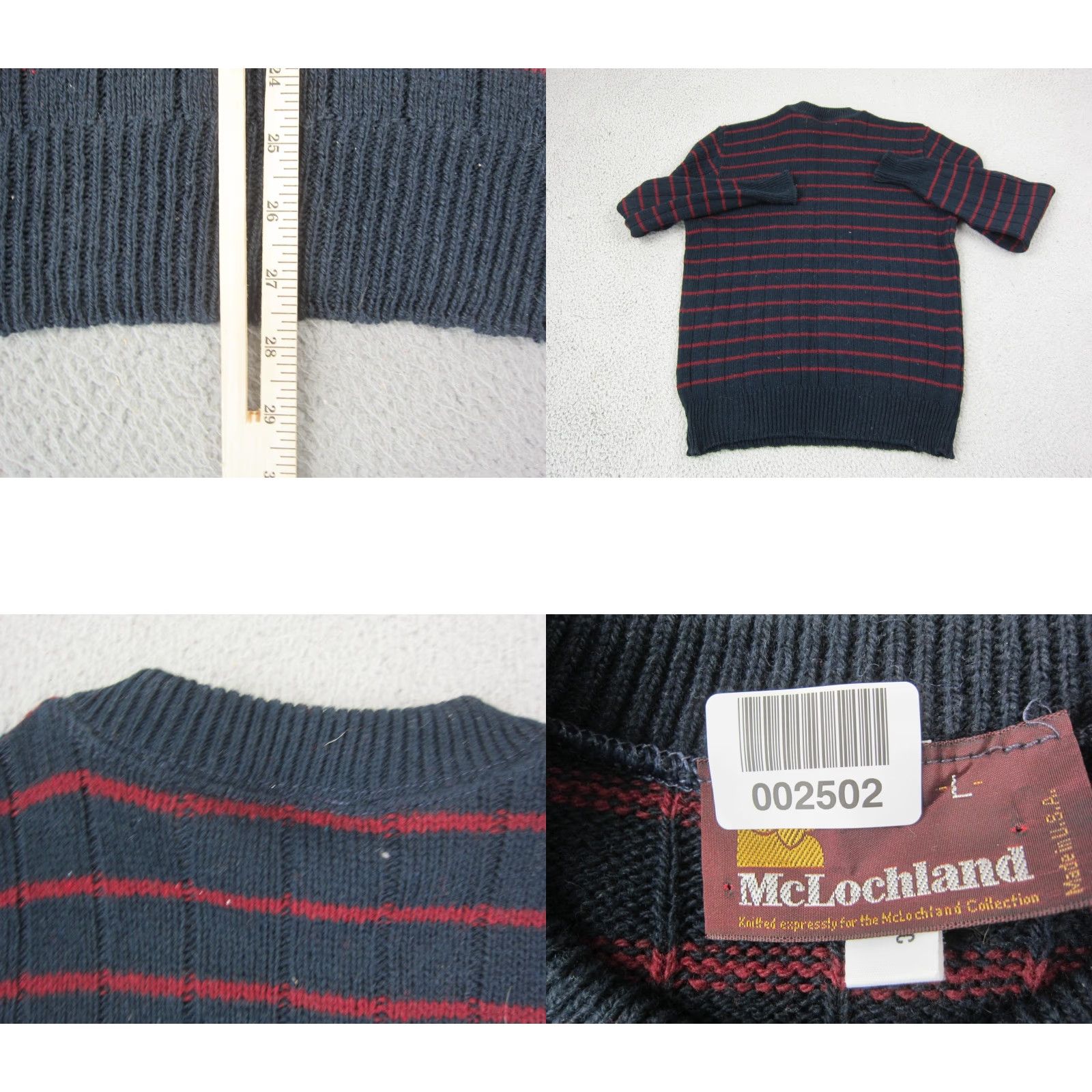 Vintage VINTAGE McLochland Sweater Mens L Blue Striped Wool Slim Crew Knit Pullover 90s United States Industry: Casual Size US L / EU 52-54 / 3 - 8 Thumbnail