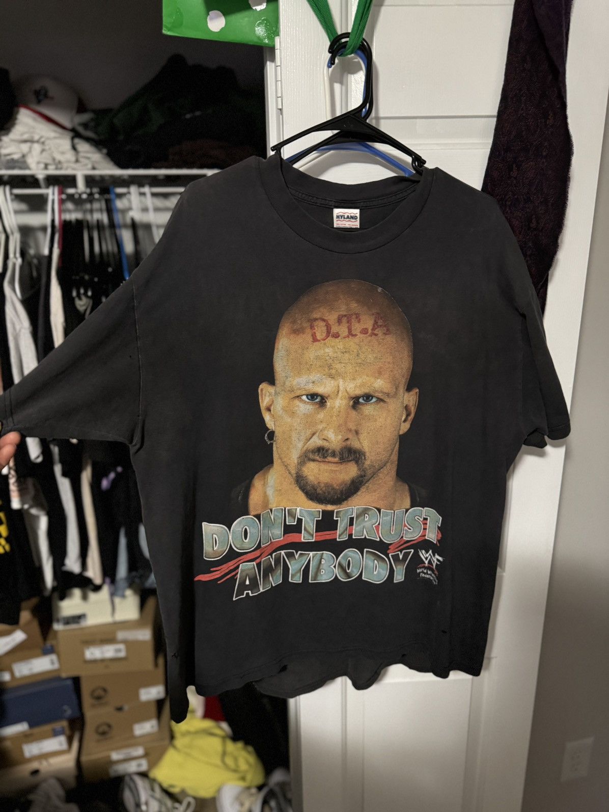 Image of Vintage D.t.a. Stone Cold Steve Austin Wwf Tee in Black, Men's (Size XL)