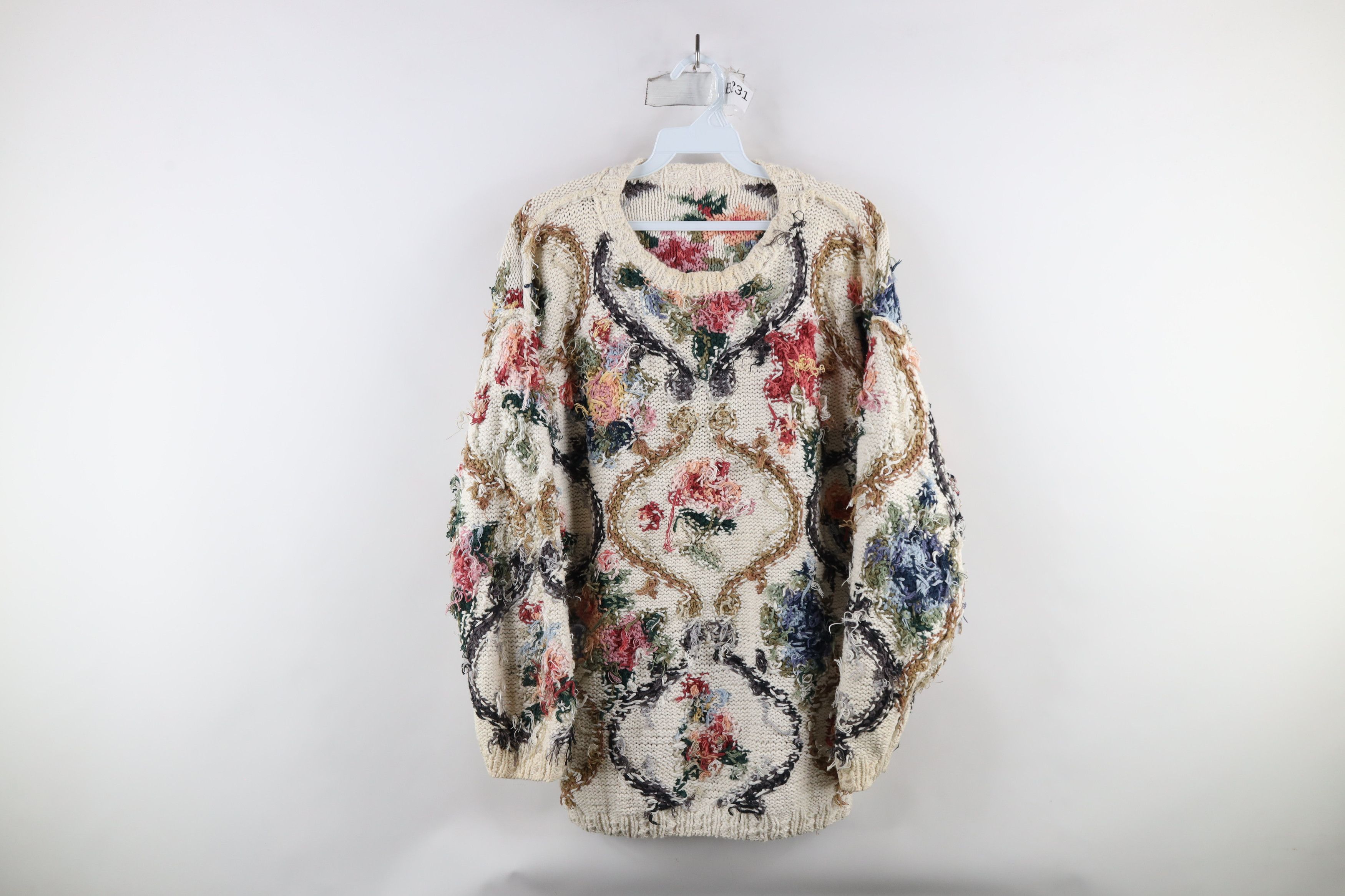 Vintage Vintage 90s Country Primitive Knit Flower Floral Sweater Size M / US 6-8 / IT 42-44 - 13 Thumbnail