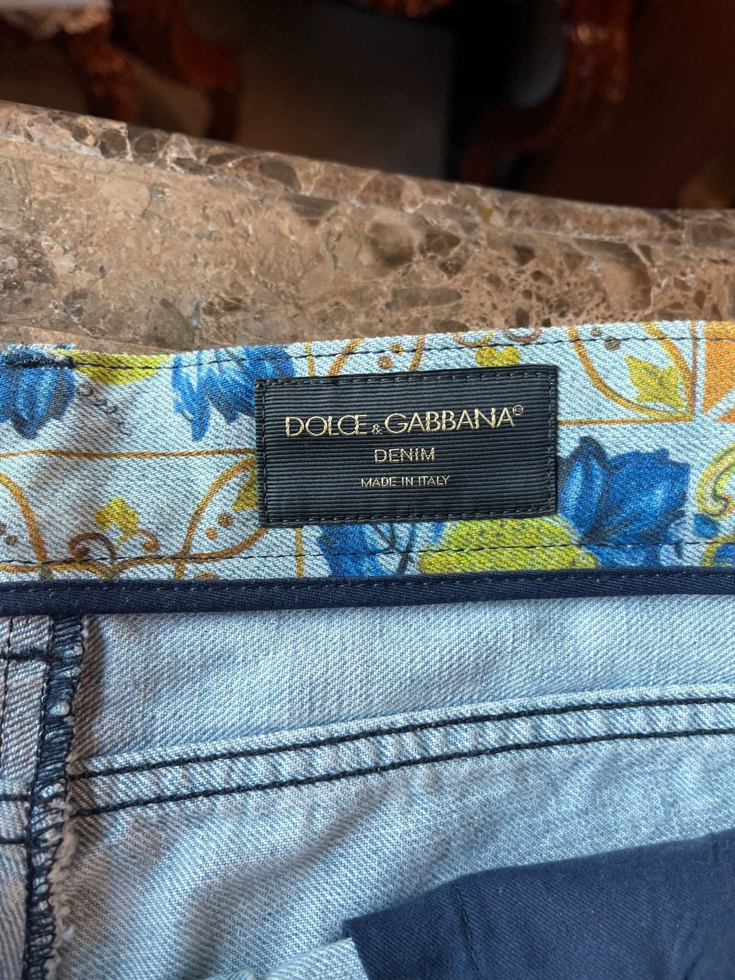 Dolce & Gabbana DG Mens 50 Light Blue Denim Pants DG Logo Angel Graffiti Size US 34 / EU 50 - 5 Thumbnail