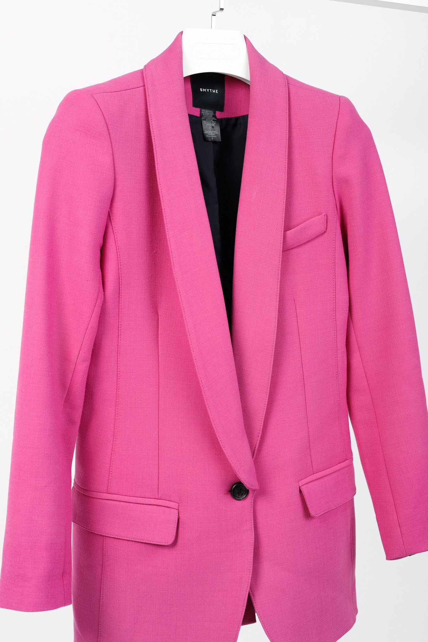 SMYTHE Smythe PS/20 "Violet" Wool-Blend Long Shawl Blazer Size S / US 4 / IT 40 - 3 Thumbnail