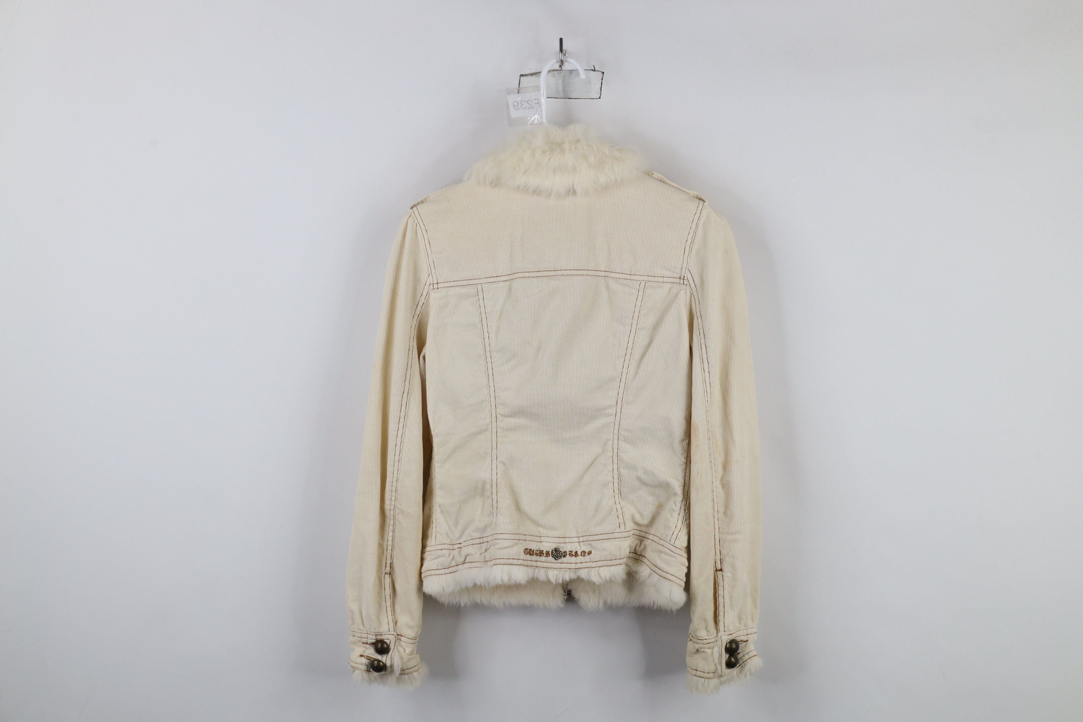 Guess × Vintage Vintage 90s Y2K Guess Fur Trim Corduroy Trucker Jacket Cream Size XS / US 0-2 / IT 36-38 - 17 Thumbnail