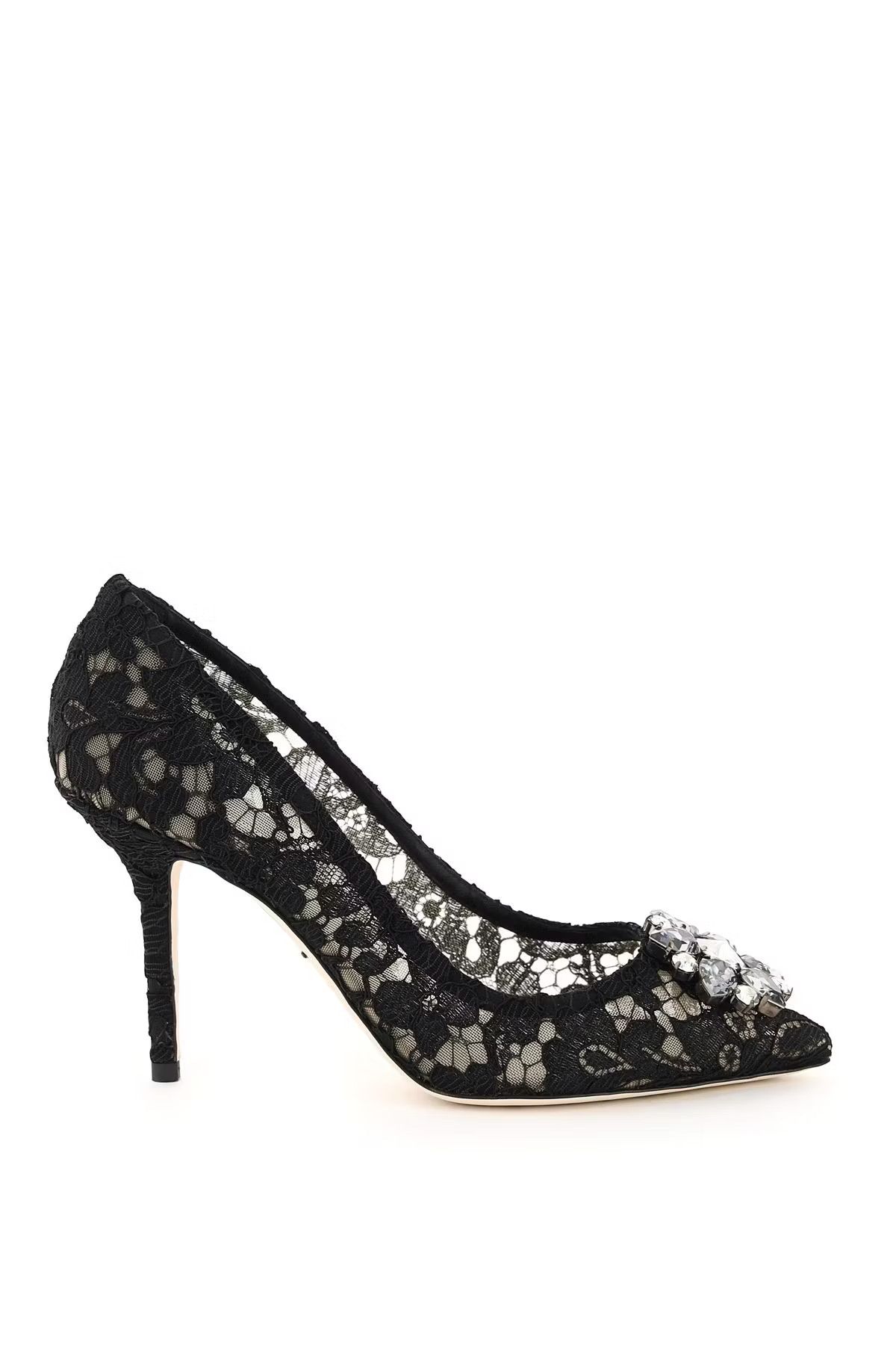 image of Dolce Gabbana O1S22I1N0424 Lace Bellucci Pumps In Black Shoes, Women's (Size 9)