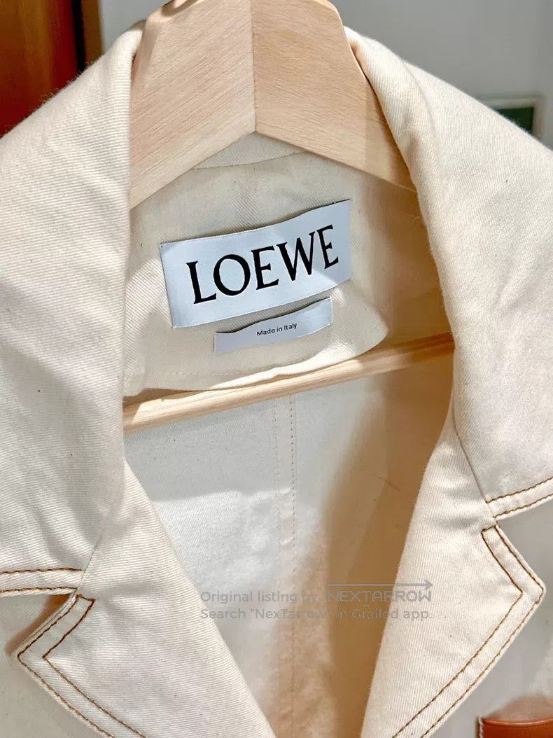 Loewe Loewe Beige Windbreaker Coat, Long, Leather Patch, Unisex Size US S / EU 44-46 / 1 - 6 Thumbnail