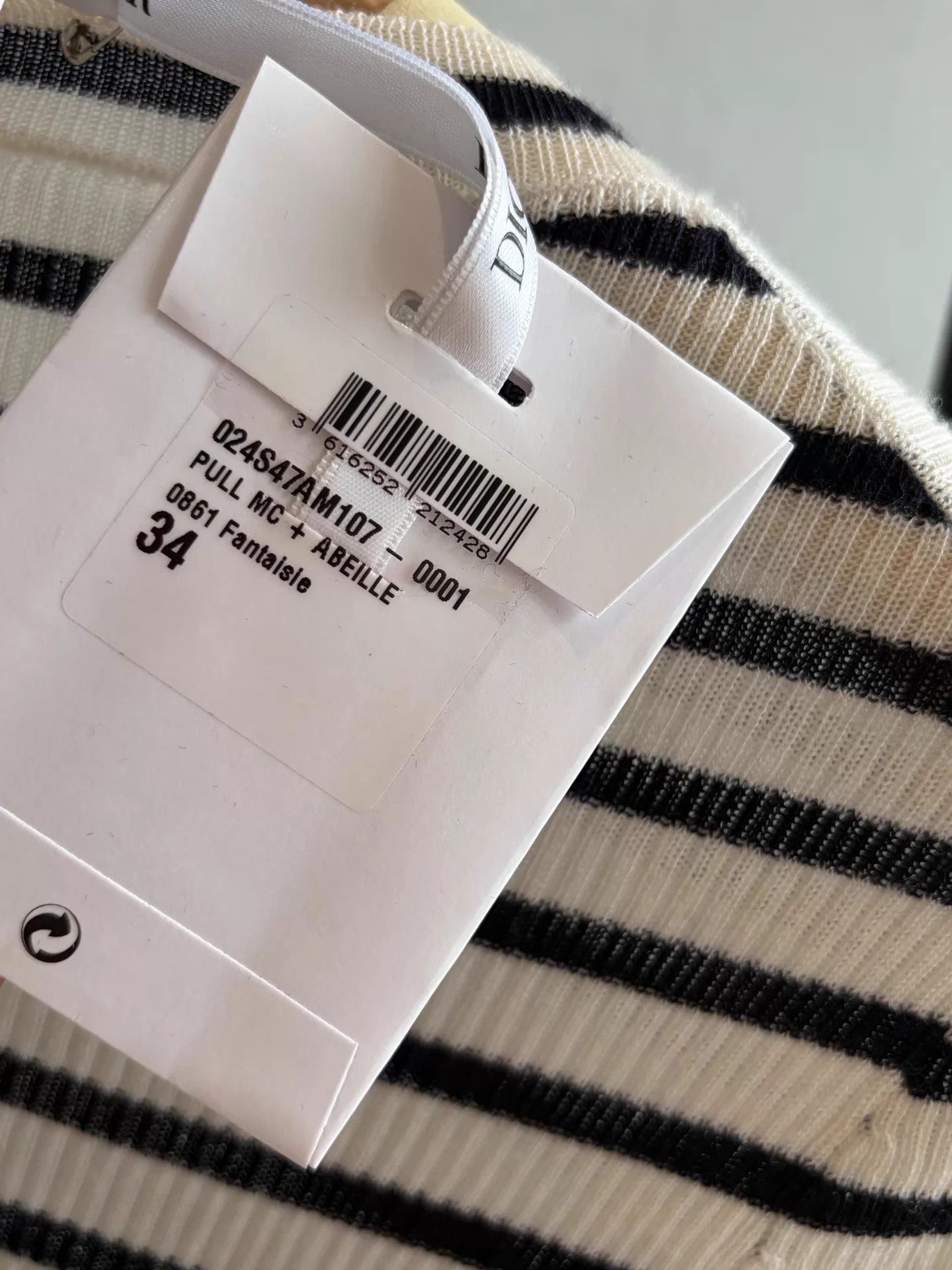 Dior Dior B&W Striped Knit SS w/ Bee CD Embroidery 34/38 New Size XS / US 0-2 / IT 36-38 - 4 Thumbnail