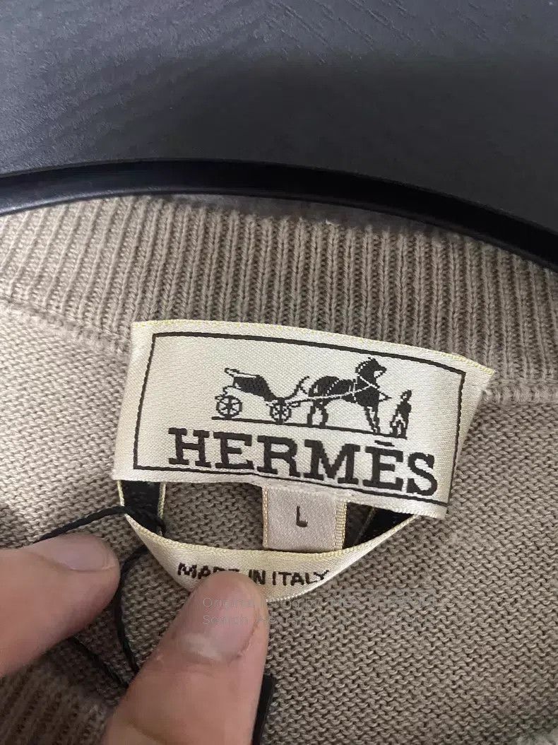 Hermes Hermes Beige Short Sleeve Knit Top Size US L / EU 52-54 / 3 - 3 Thumbnail