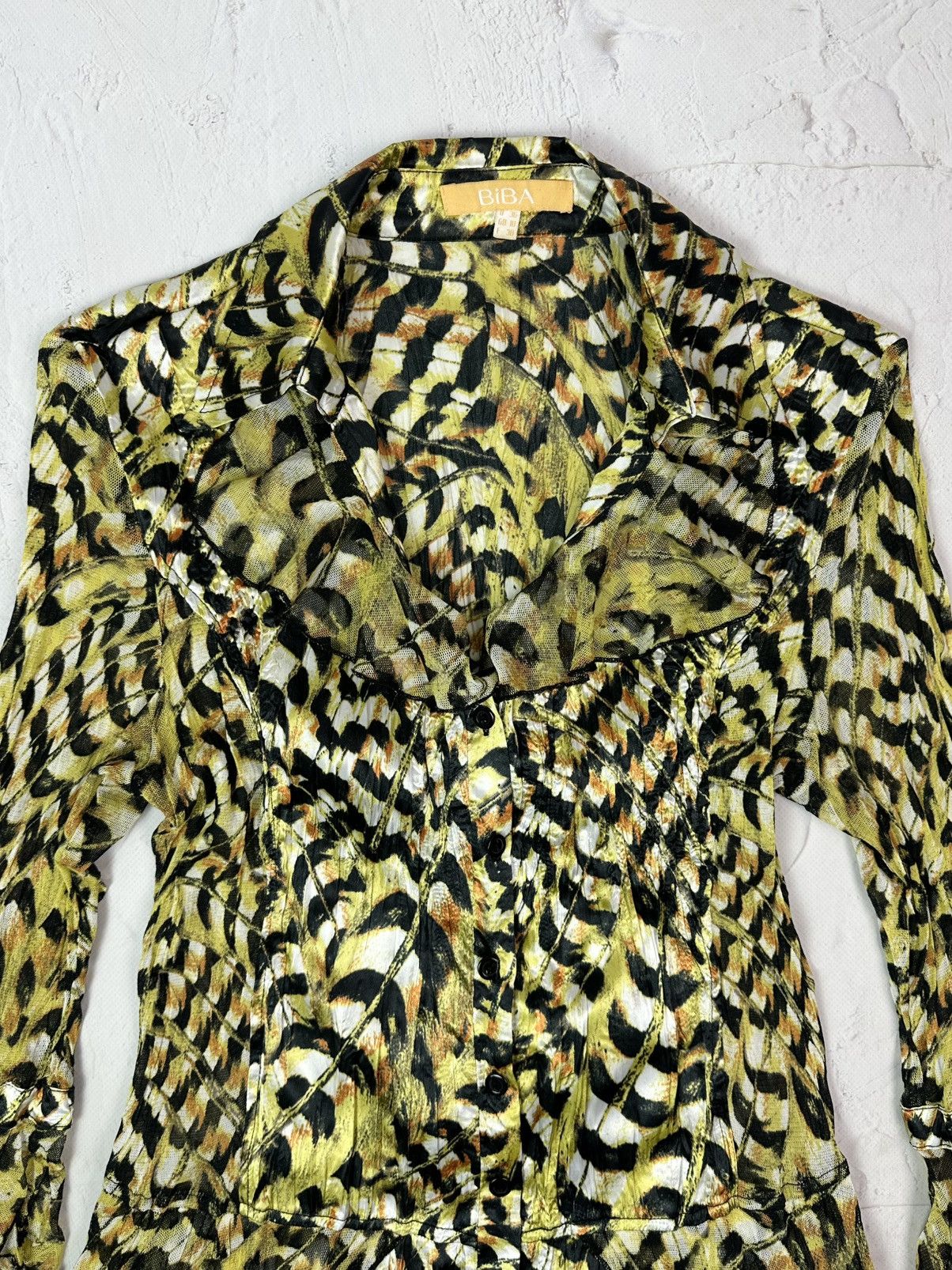 Beauty Beast × If Six Was Nine × Vintage Vintage Leopard Mesh Yellow Blouse Size M / US 6-8 / IT 42-44 - 3 Thumbnail