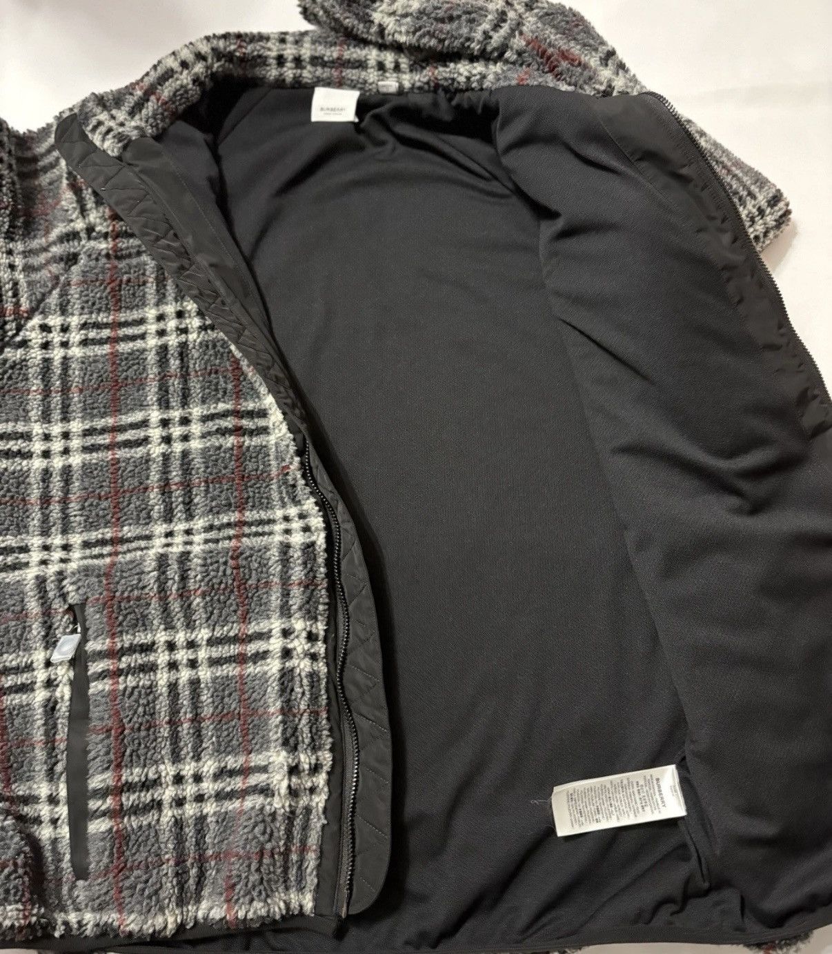Burberry BURBERRY Dorian Check Fleece Jacket XL Dark Charcoal Size US XL / EU 56 / 4 - 8 Thumbnail