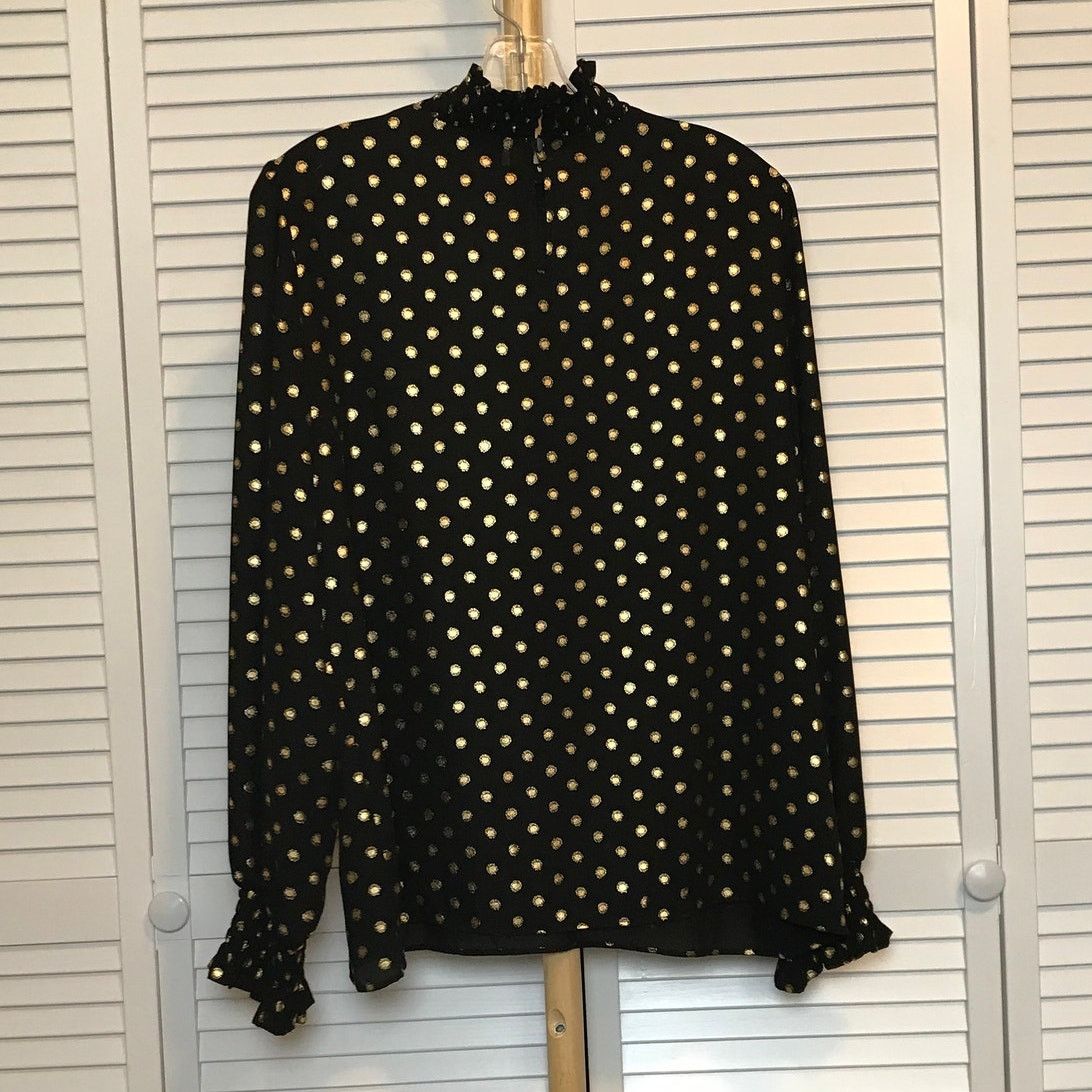 Worthington Worthington Polka Dots High Neck Long Sleeves Blouse L Size L / US 10 / IT 46 - 3 Thumbnail