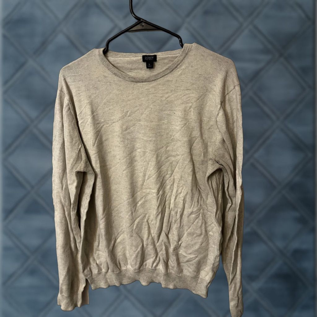 J.Crew J Crew Mens Size L Cashmere Cotton Blend Crew Neck Sweater Beige Long Sleeve Size US L / EU 52-54 / 3 - 1 Thumbnail