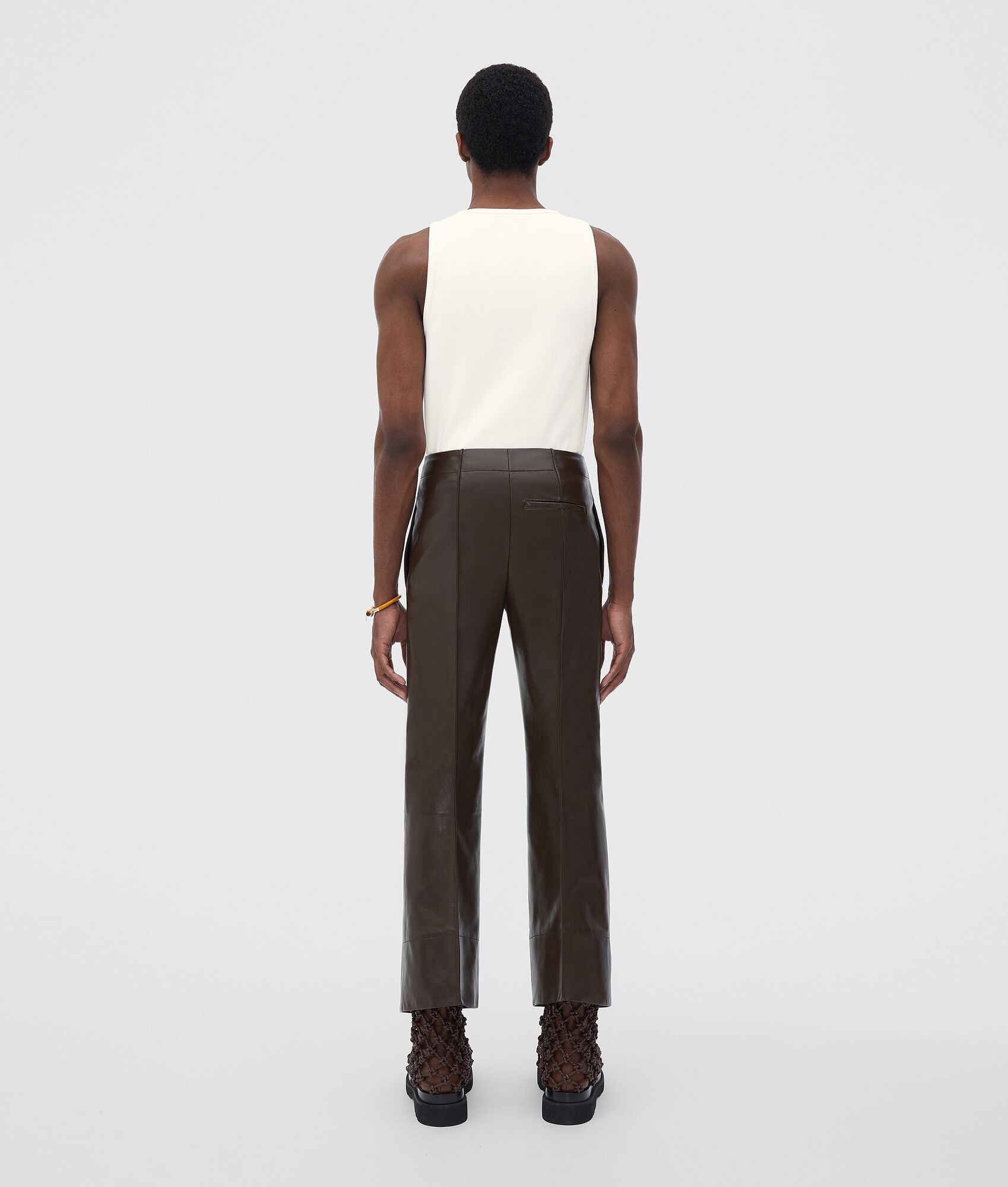 Bottega Veneta o1bcso1str0425 Curved Shape Leather Trouser in Tobacco Size US 32 / EU 48 - 2 Thumbnail
