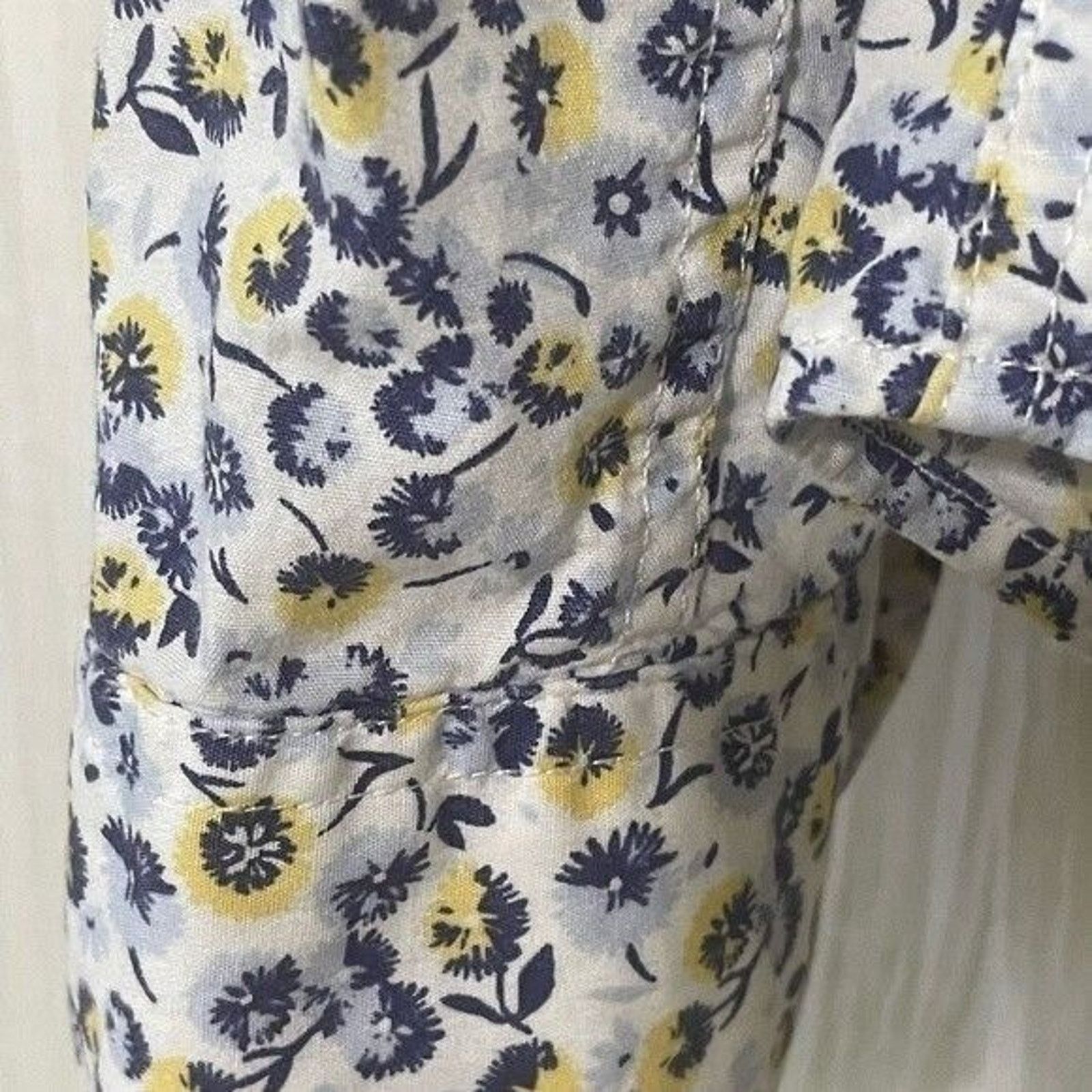 Zara Zara Shirt Shirt Small Slim Fit Ditsy Floral Blue Yellow Size S / US 4 / IT 40 - 3 Thumbnail