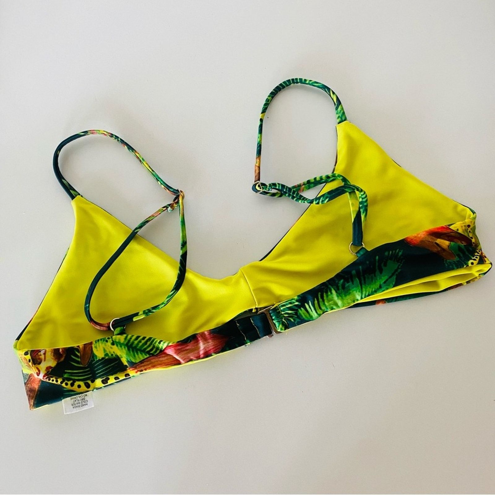 Beach Riot BEACH RIOT Green Blue Black Tropical Print Bikini Swim Top Size L / US 10 / IT 46 - 6 Thumbnail